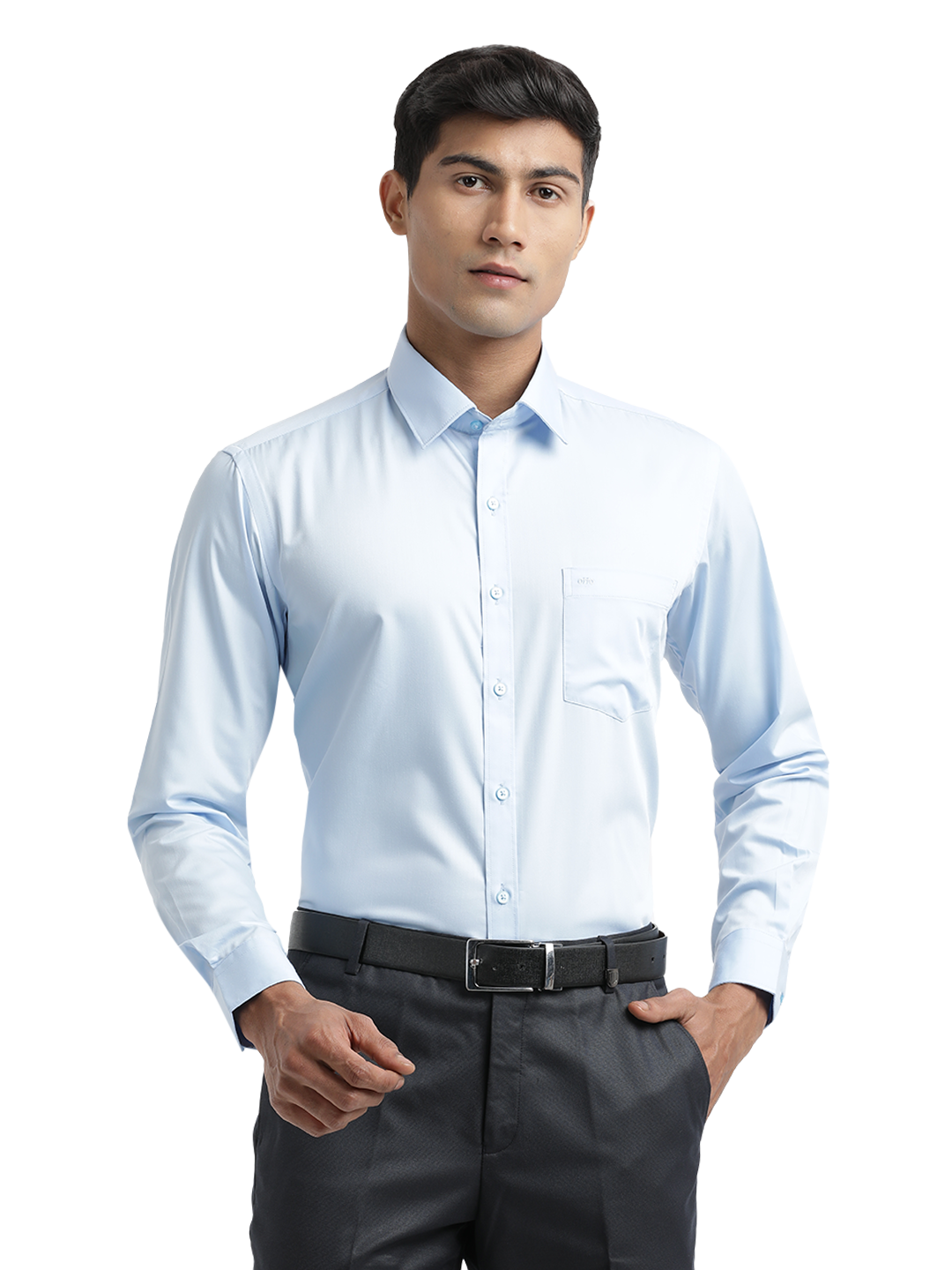 Light Blue Twill Wrinkle Free Solid Shirt