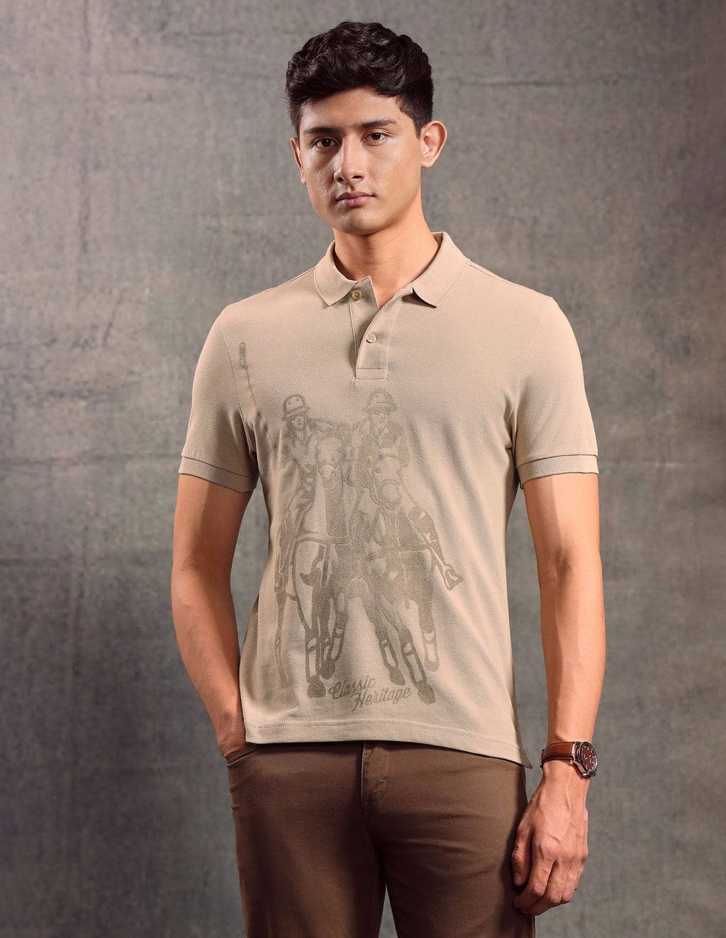 Graphic Printed Muscle Fit Polo shirt