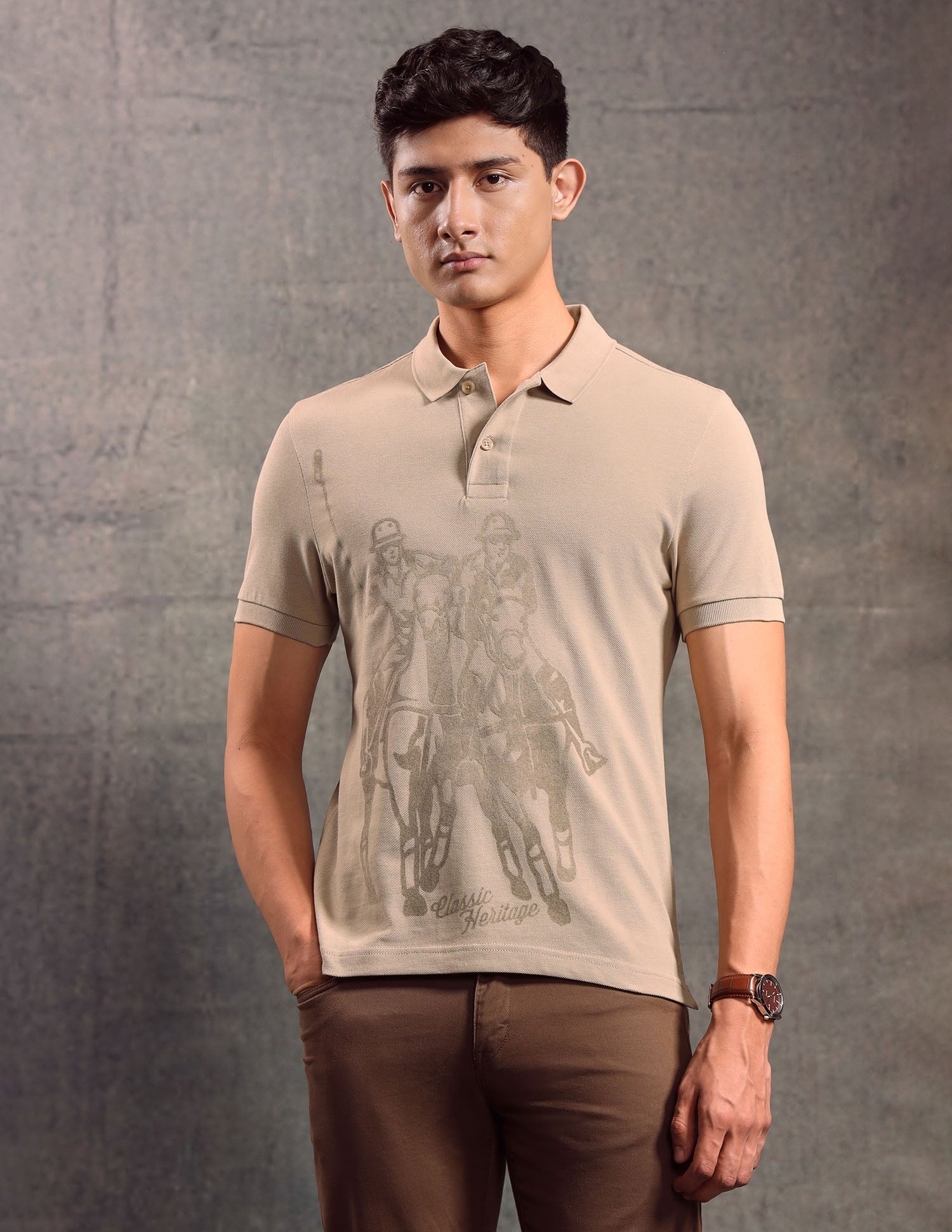 Graphic Printed Muscle Fit Polo shirt