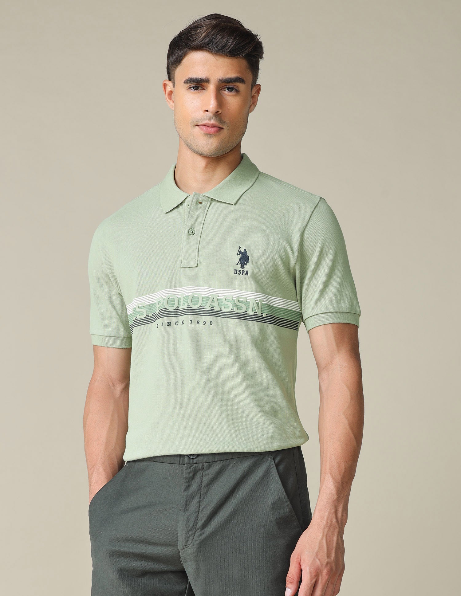 Horizontal Striped Regular Fit Polo Shirt