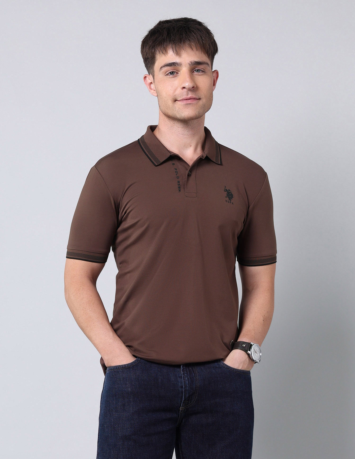 Muscle Fit Solid Black Label Polo Shirt