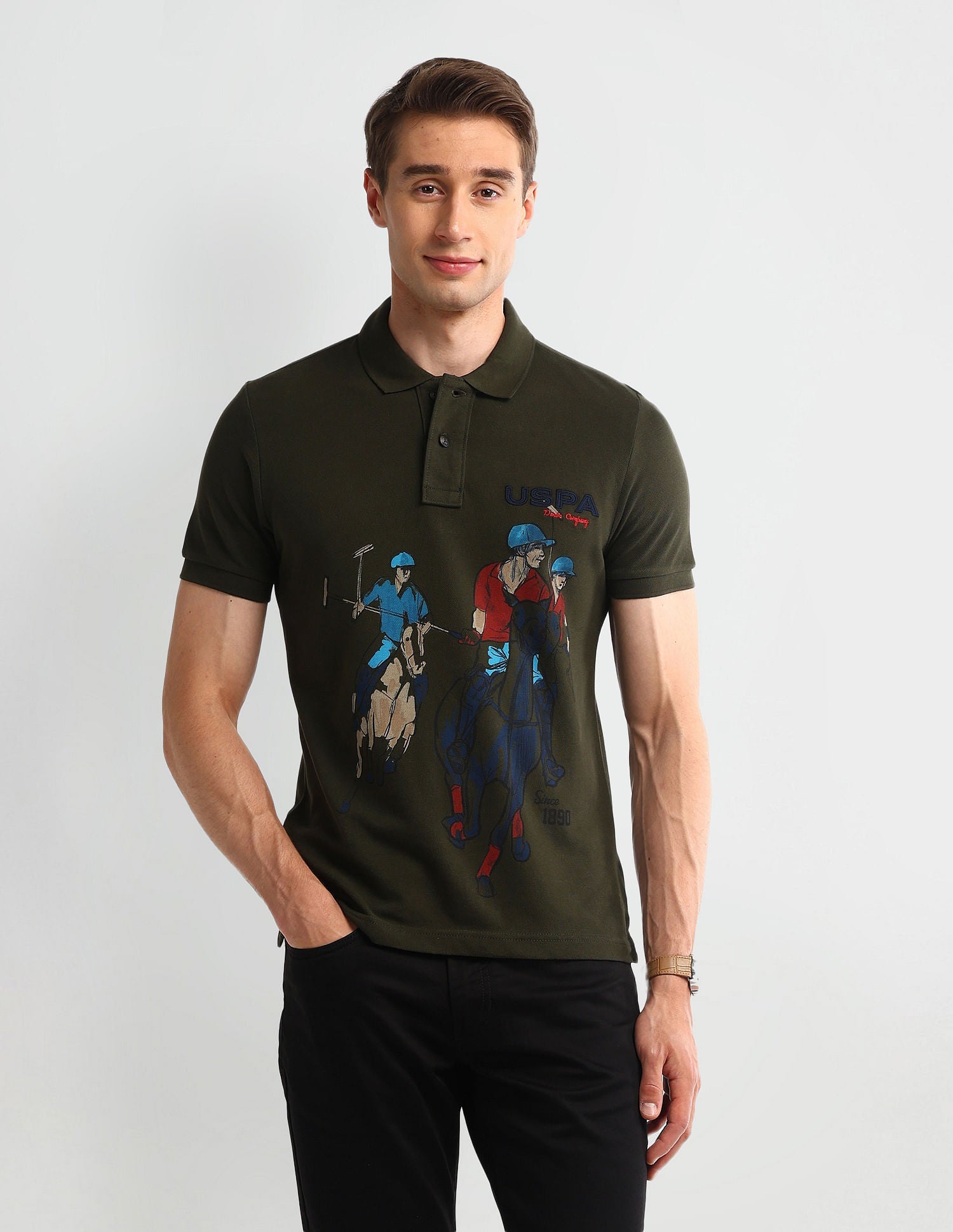 Muscle Fit Graphic Polo Shirt