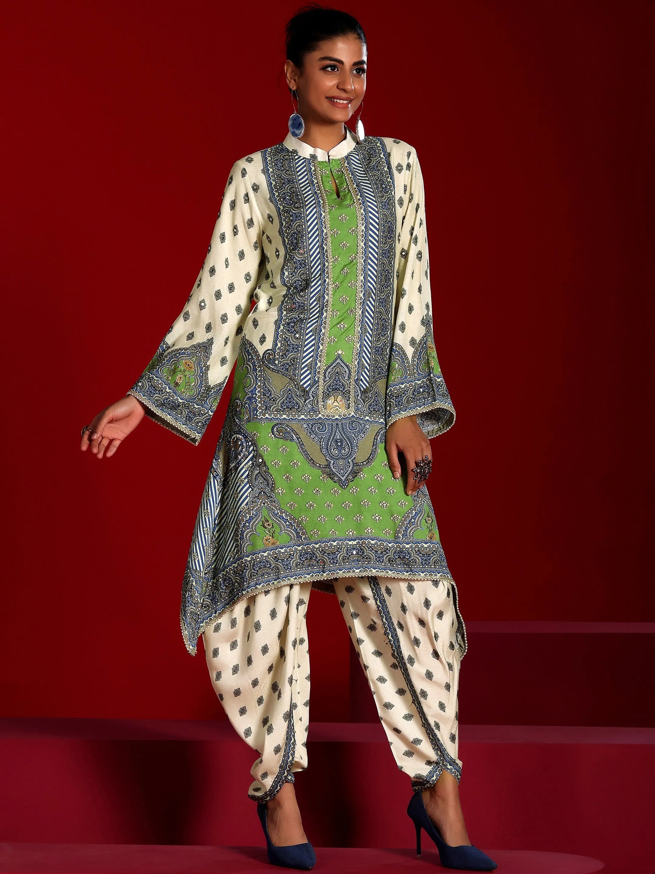 Libas Art Off White Printed Muslin Co-Ords