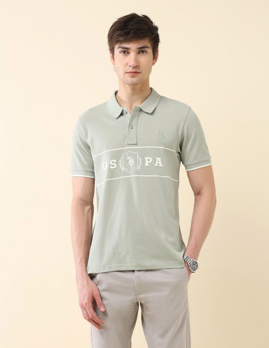 Brand Printed Slim Fit Classic Polo Shirt