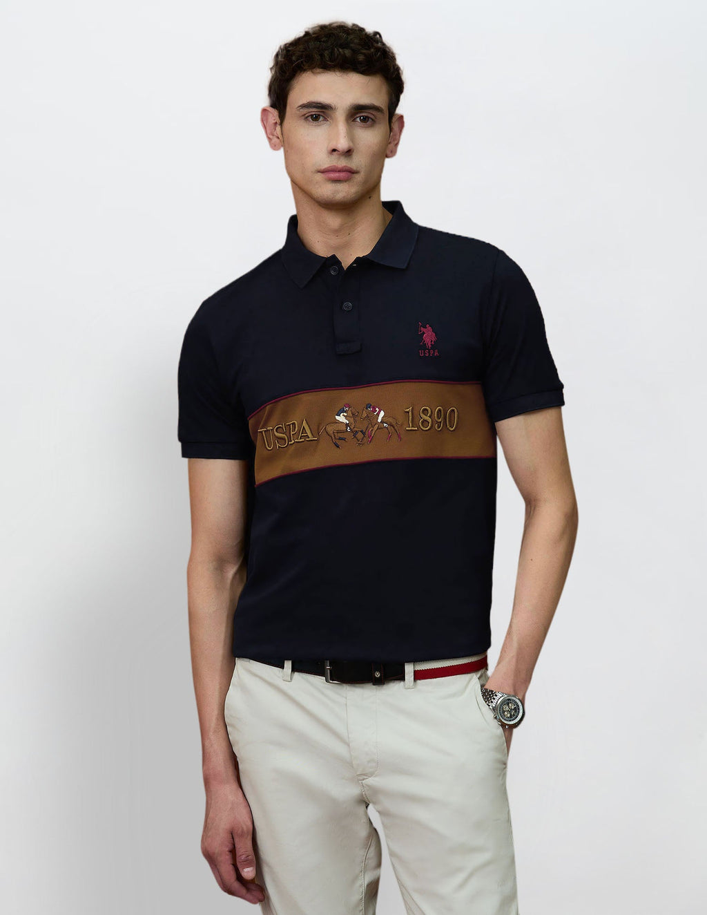 Brand Embroidered Varsity Theatre Polo Shirt