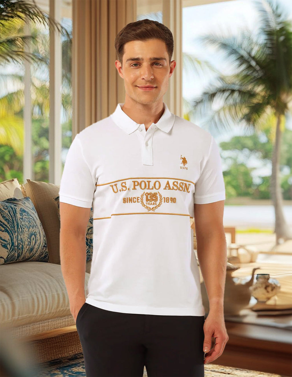 Brand Embroidered135 Anniversary Polo Shirt