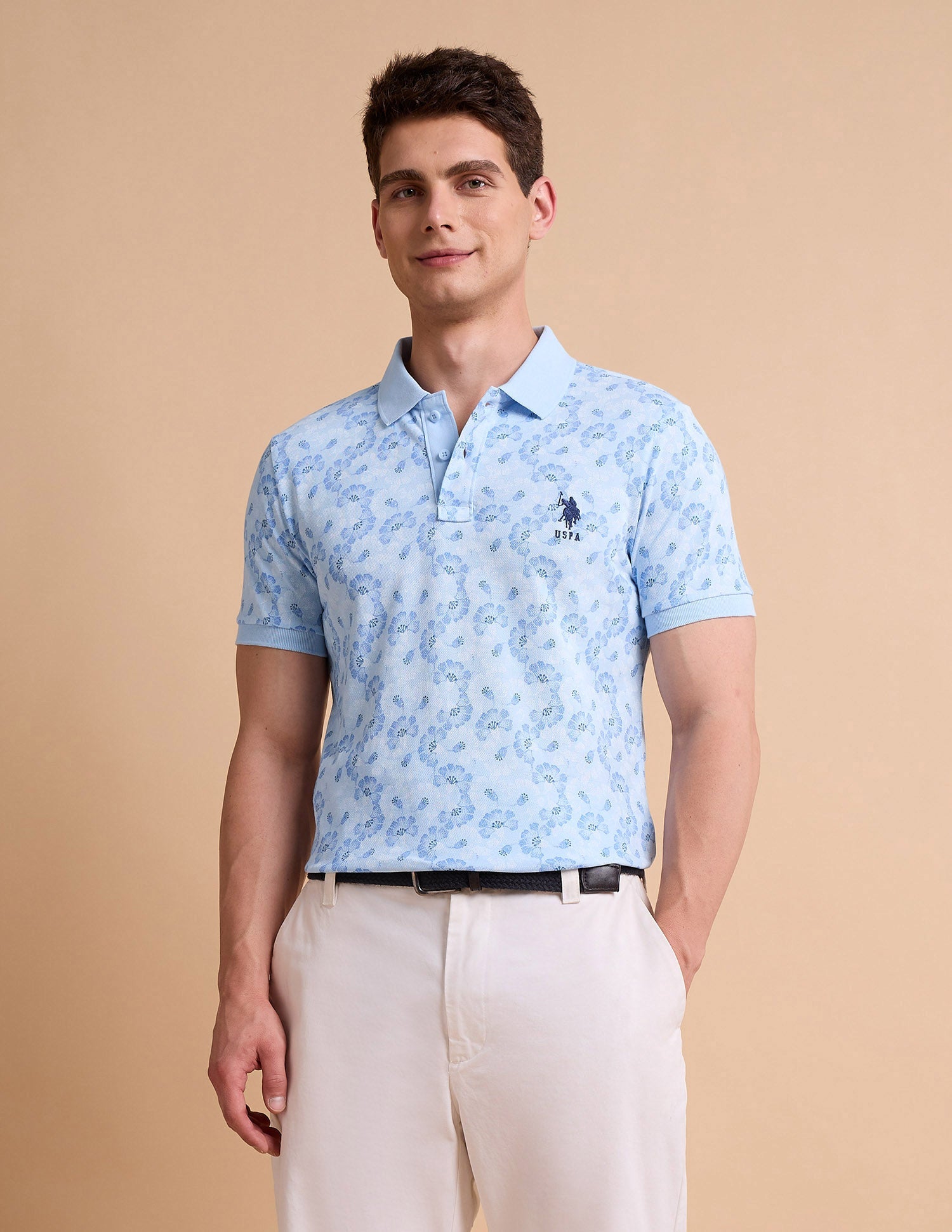 Floral Printed Pure Cotton Polo Shirt