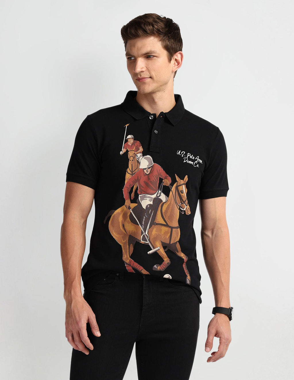 Graphic Print Muscle Fit Polo Shirt