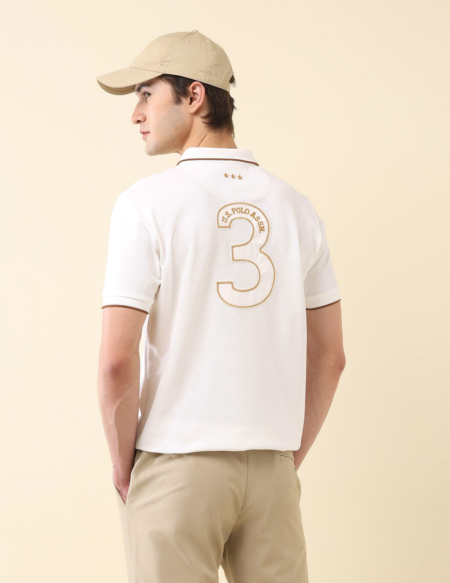 Embroidered Pure Cotton Gold Cup Polo Shirt
