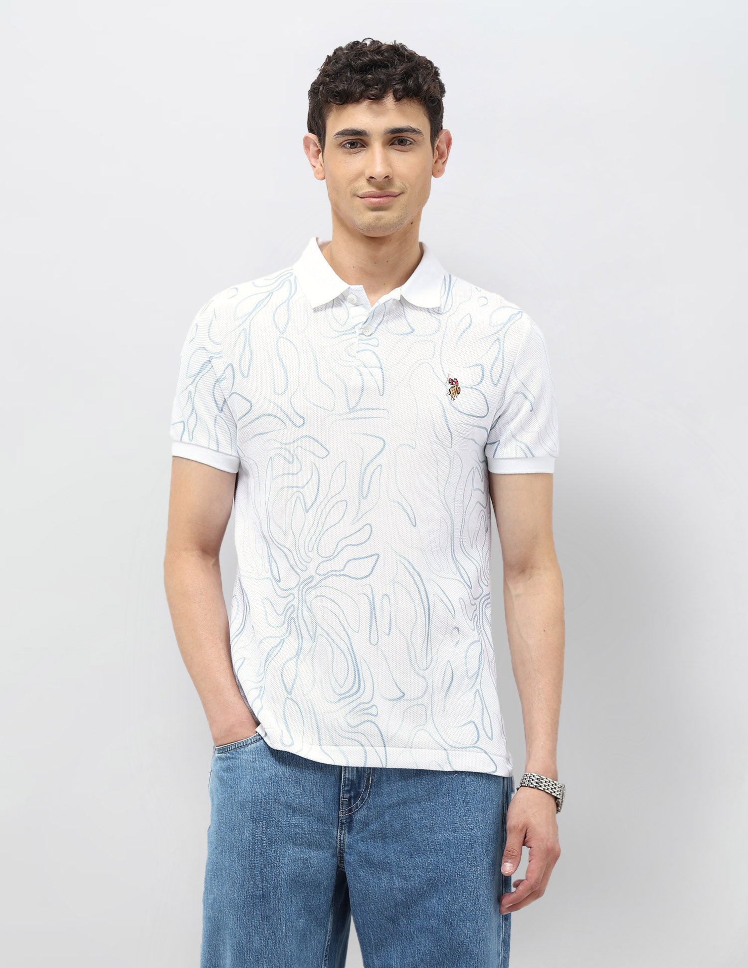 Abstract Printed Regular Fit Polo shirt