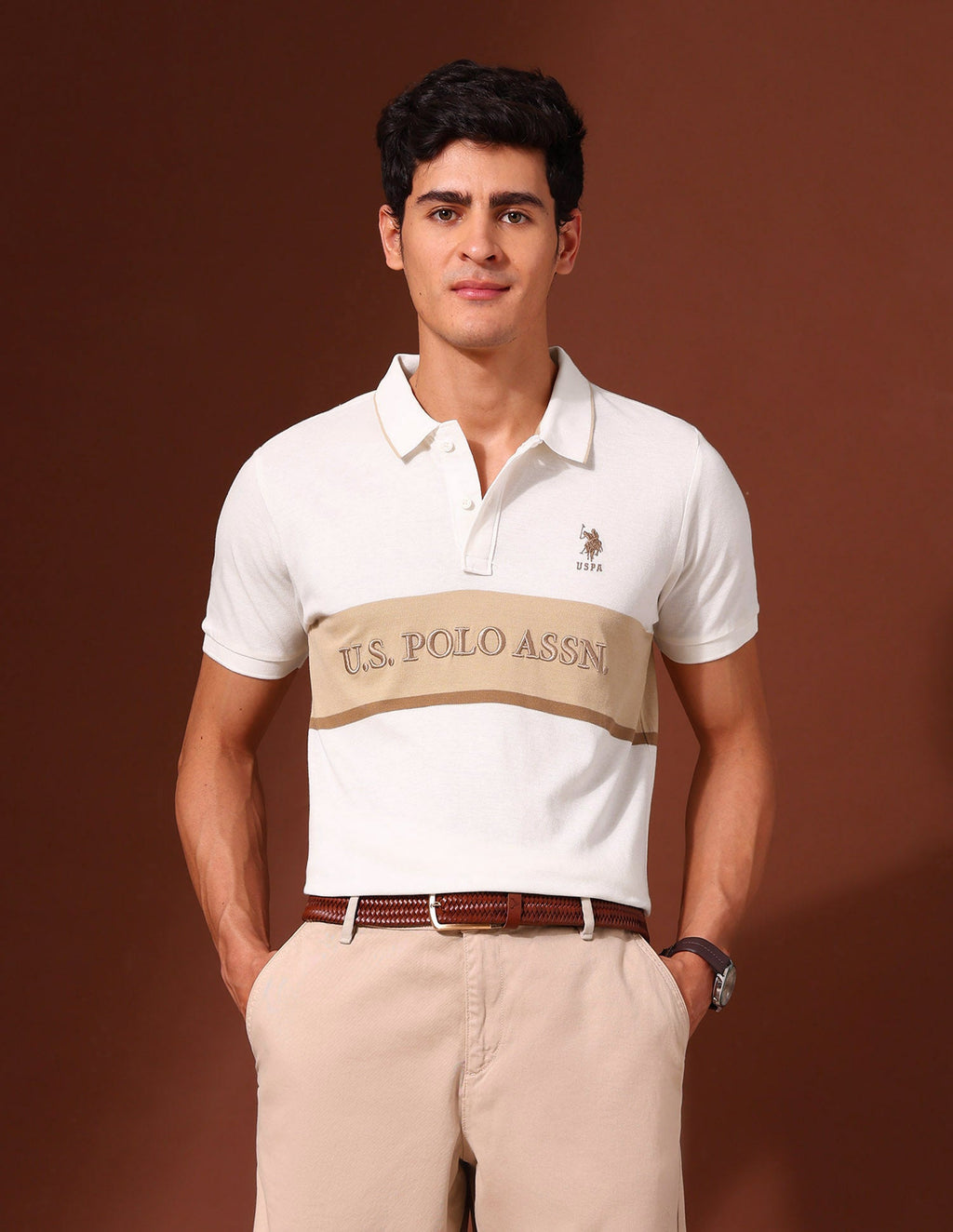 Brand Embroidered Pure Cotton Varsity Polo Shirt