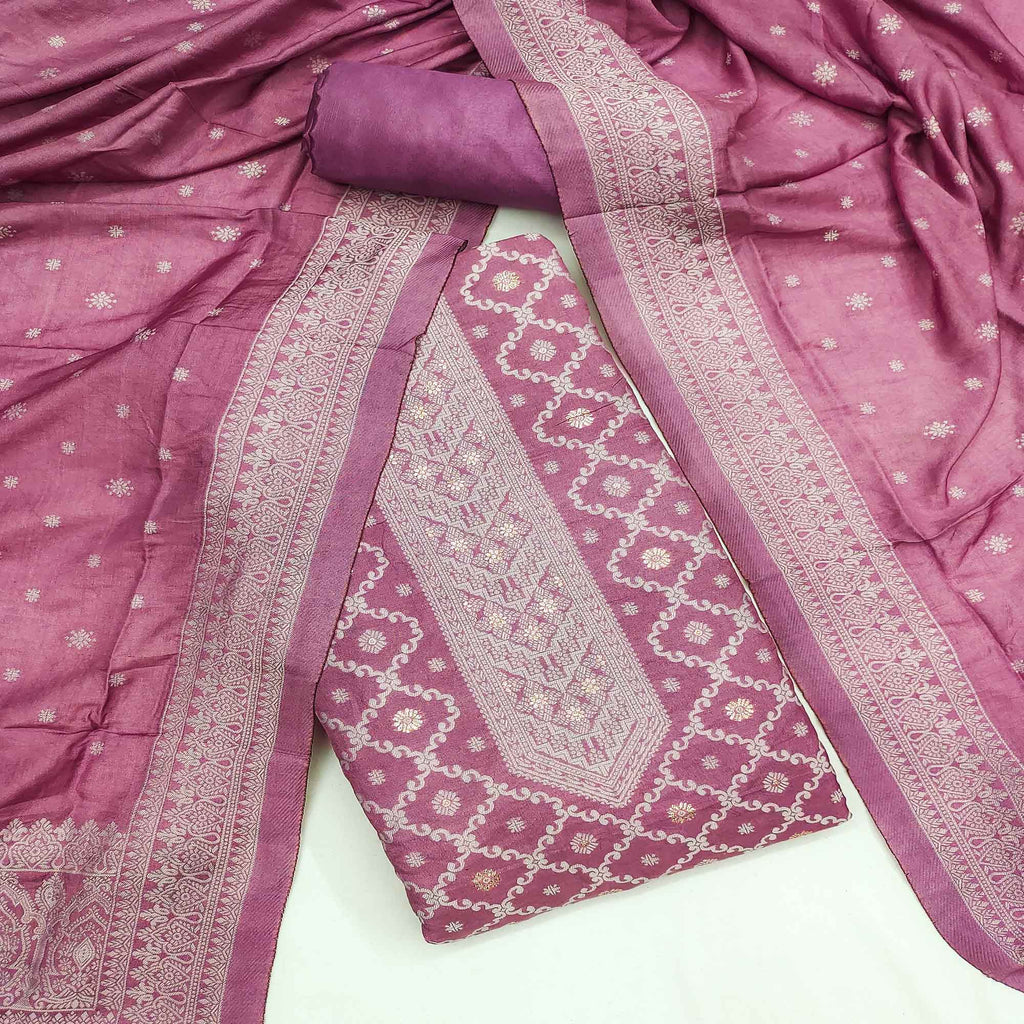 Banarasi Inspired Purple Jacquard Fabric for Elegant Ensembles