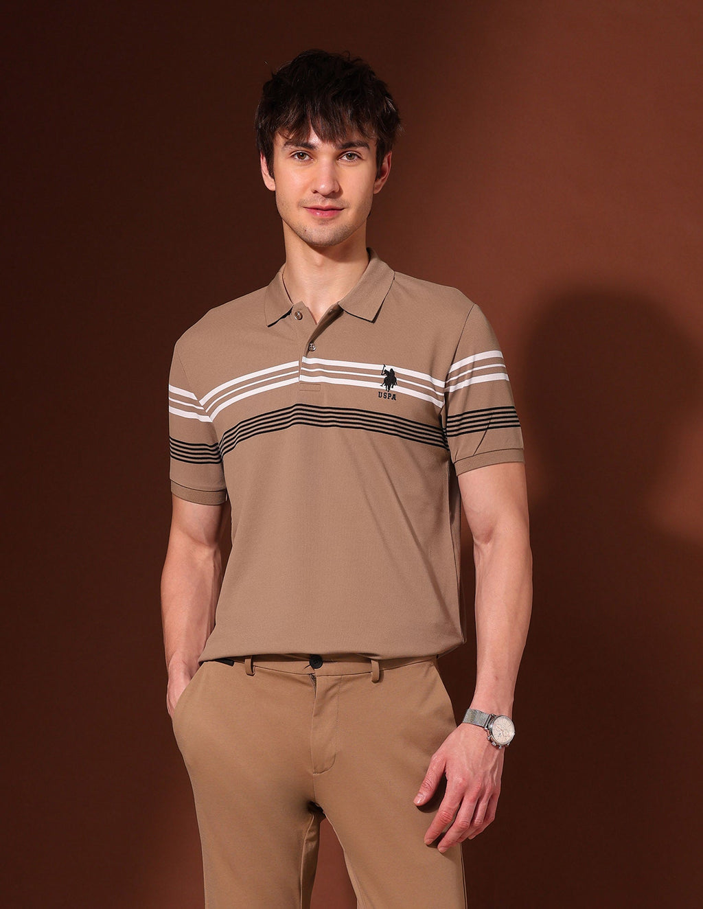 Horizontal Striped Working Holiday Polo Shirt