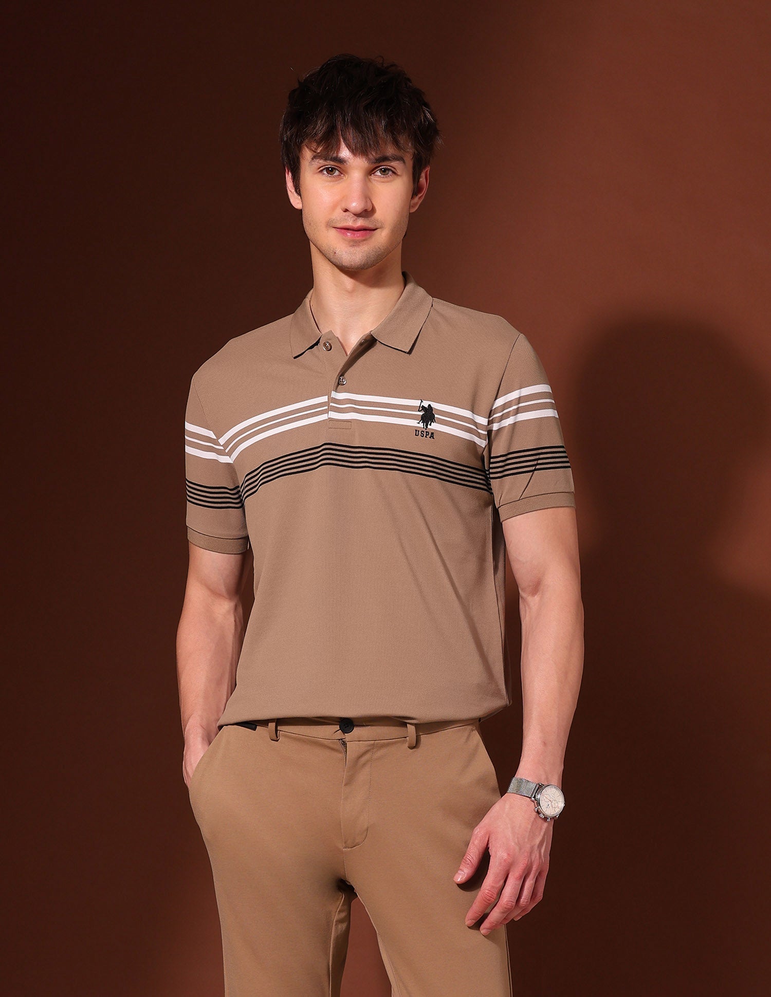 Horizontal Striped Working Holiday Polo Shirt