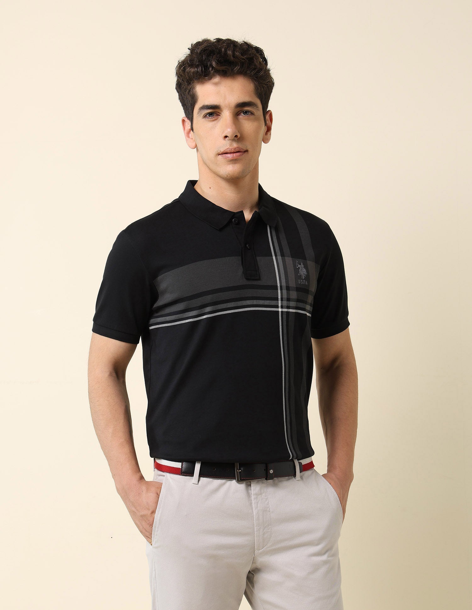 Checked Modern Monochrome Polo Shirt
