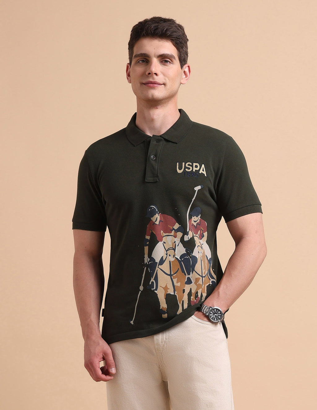 Brand Printed Pure Cotton Polo Shirt