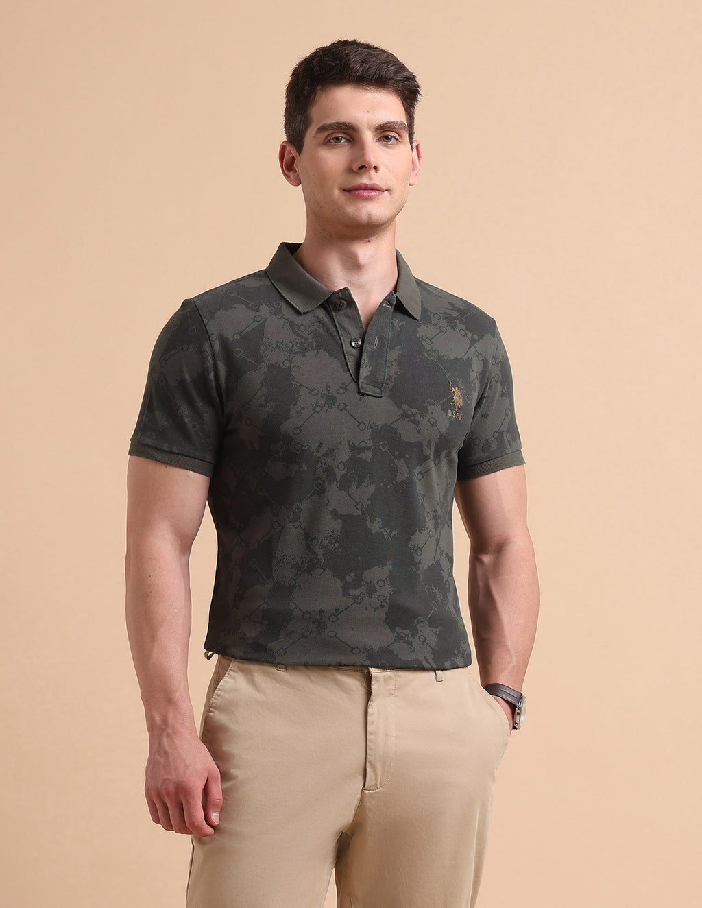 Abstract Printed Pure Cotton Polo Shirt