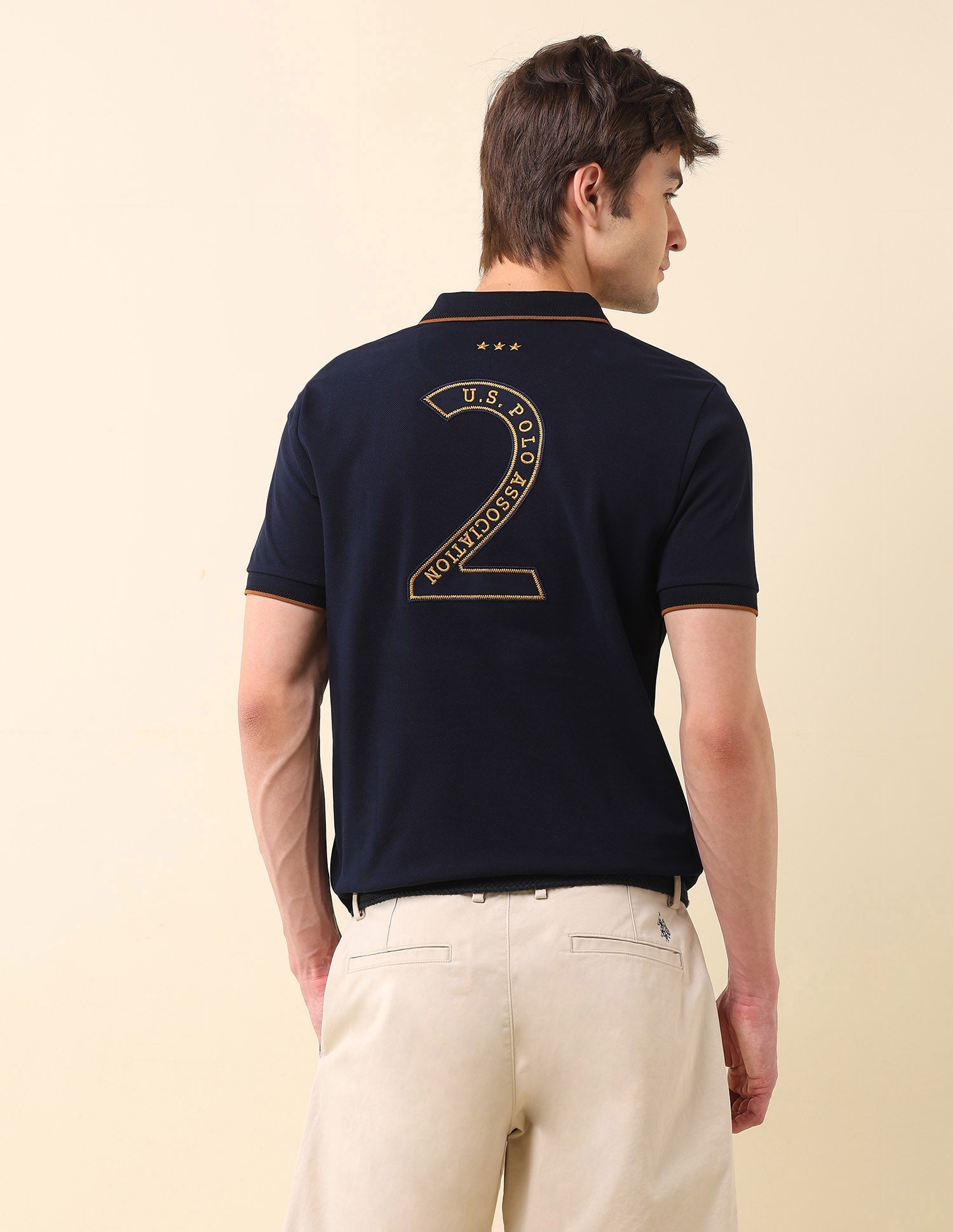 Brand Appliqued Gold Cup Polo Shirt