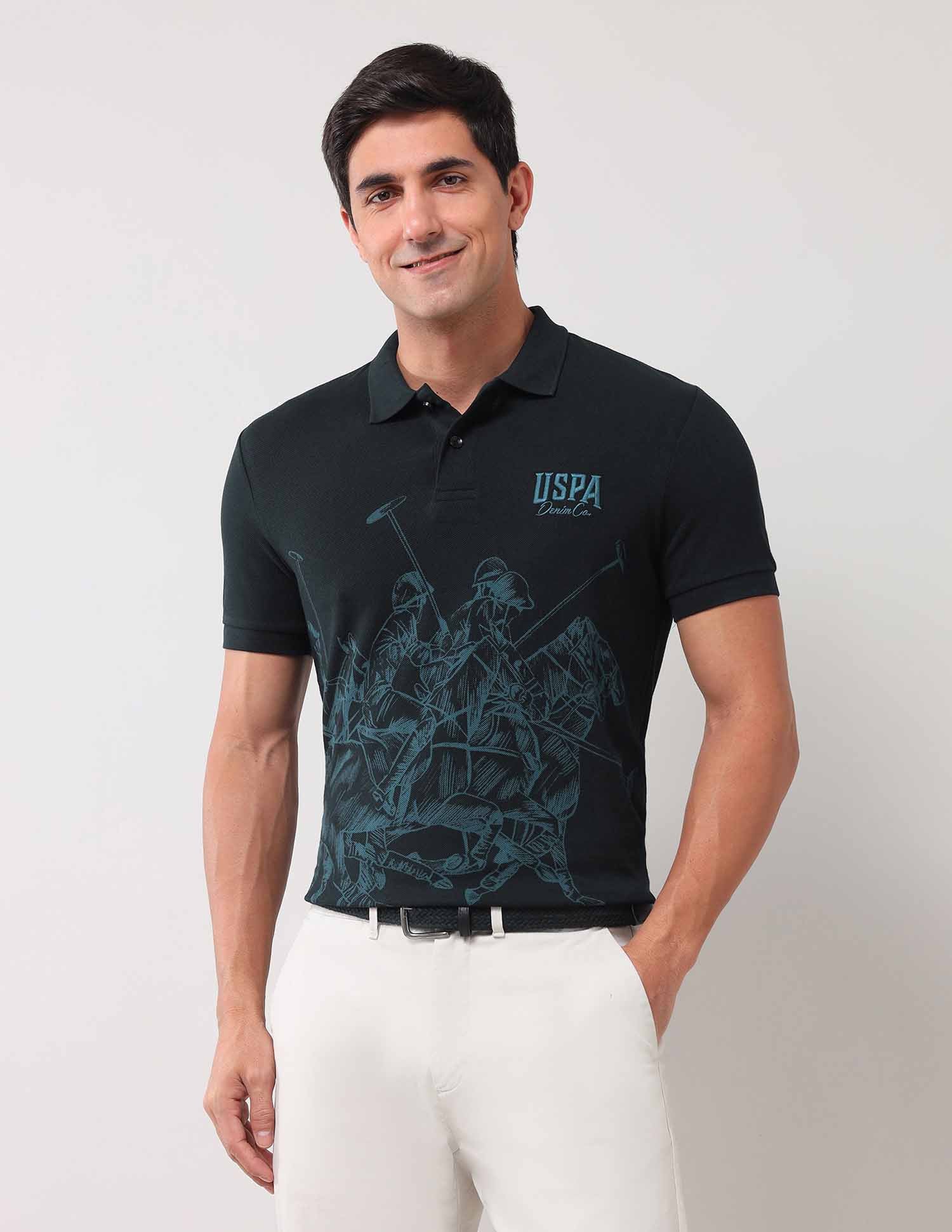 Brand Printed Muscle Fit Polo Shirt