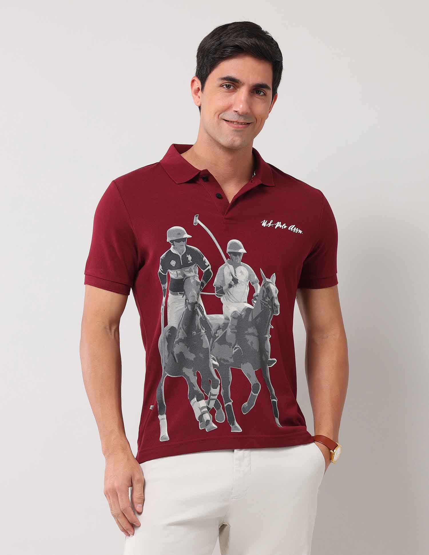 Graphic Printed Pure Cotton Polo Shirt