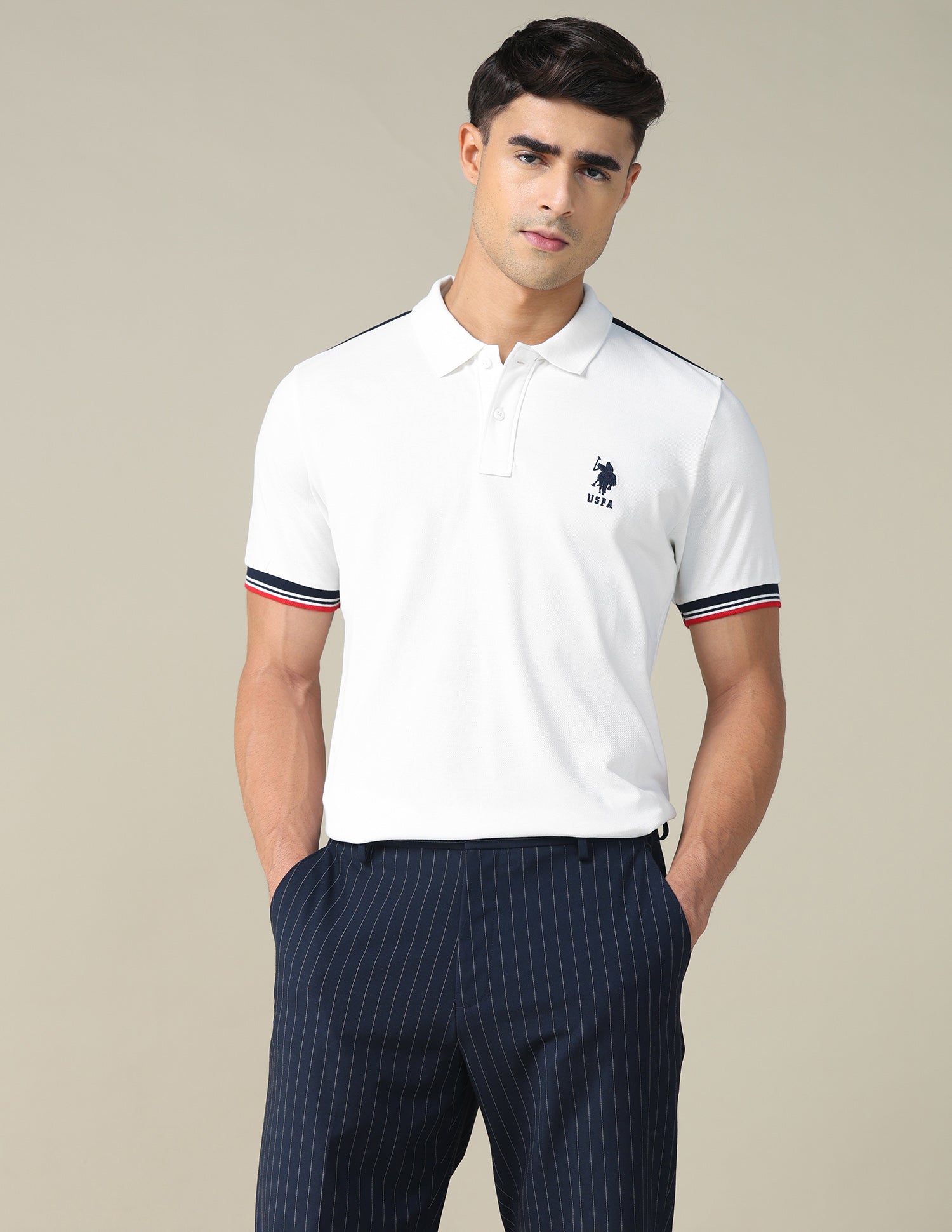 Colourblocked Brand Embroidered Regular Fit Polo Shirt