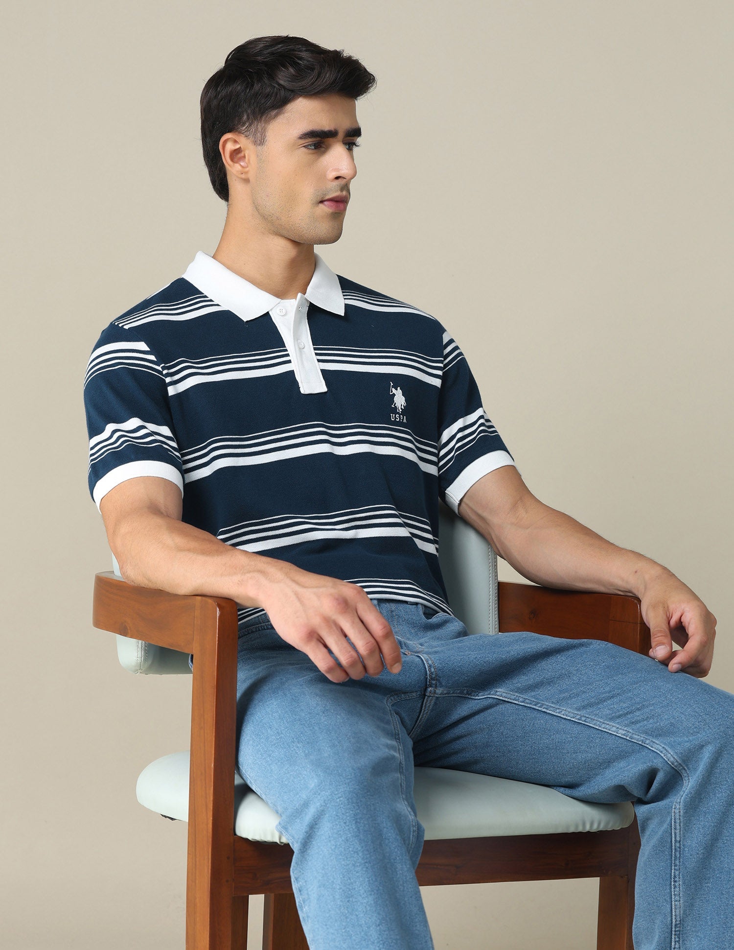 Horizontal Striped Regular Fit Polo Shirt
