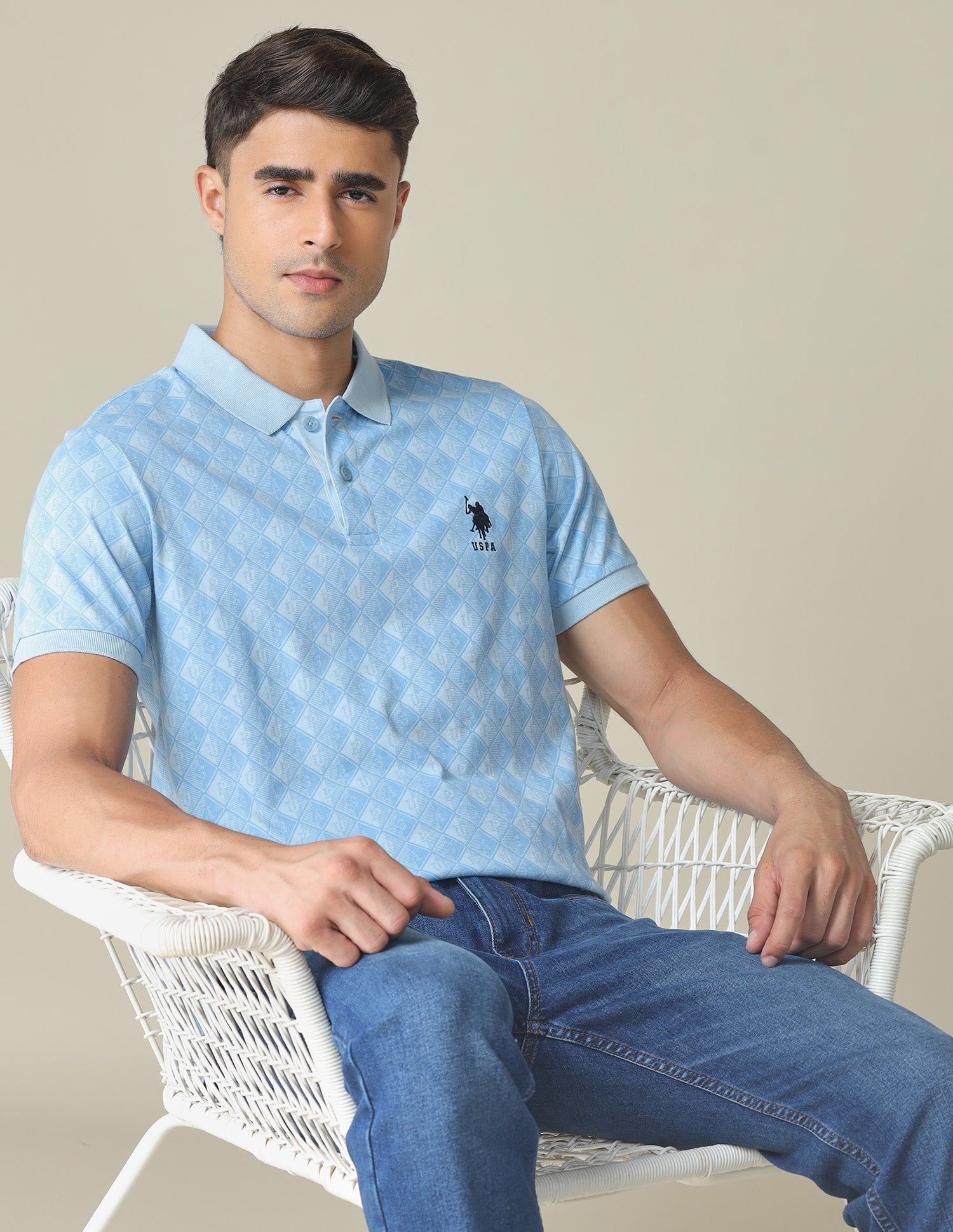 All-Over Printed Regular Fit Polo Shirt