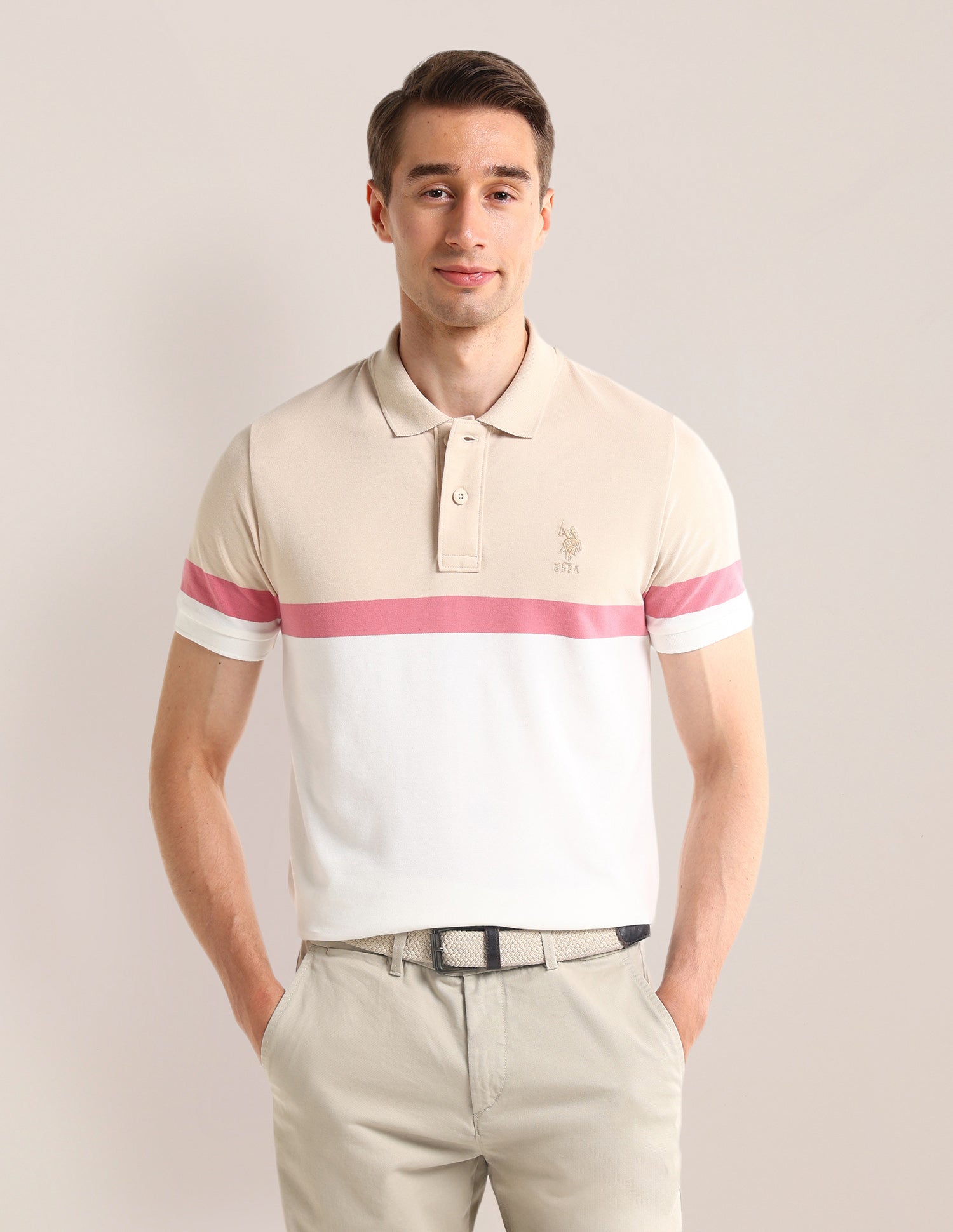 Colour Blocked Slim Fit Polo Shirt