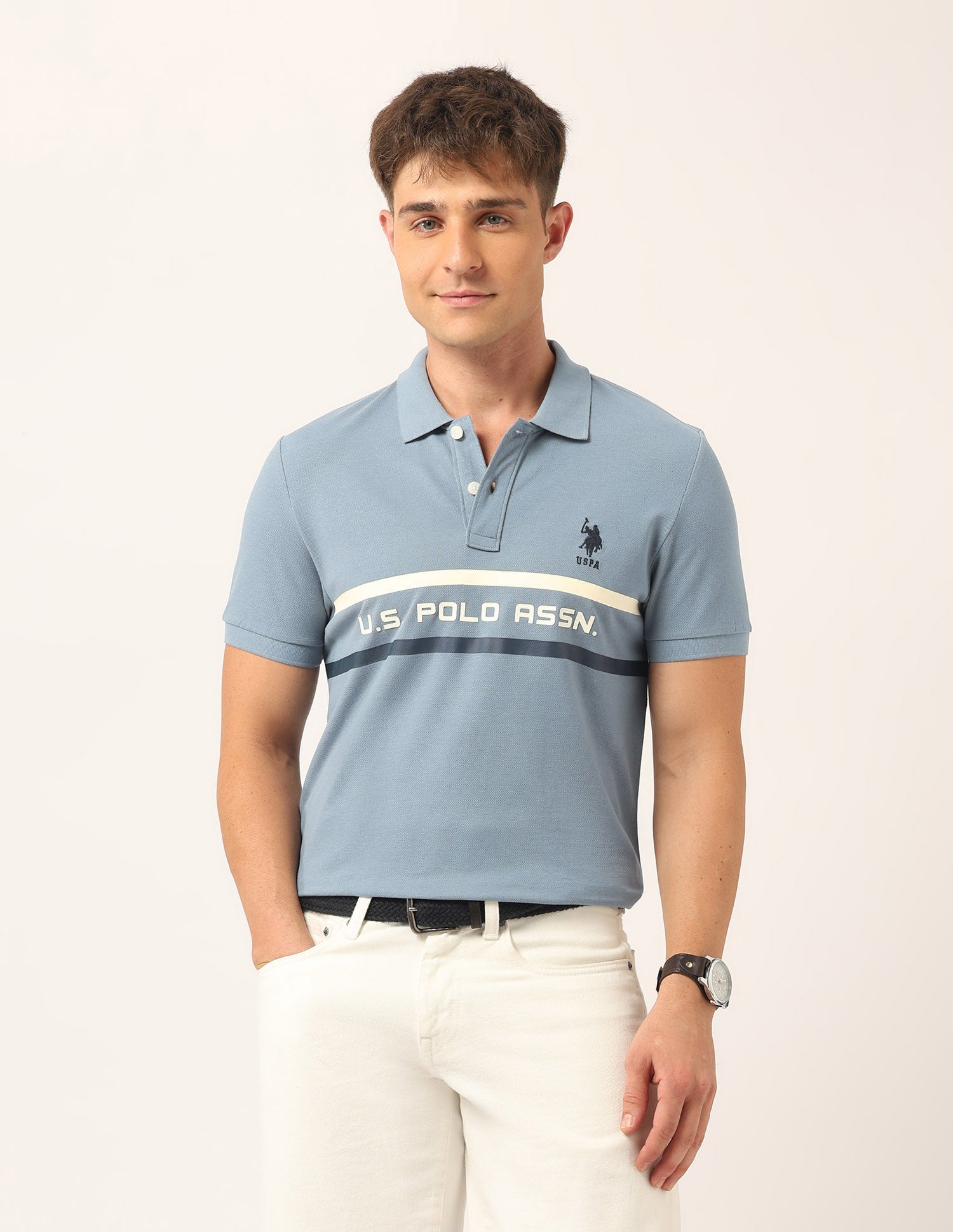 Brand Printed Muscle Fit Polo Shirt