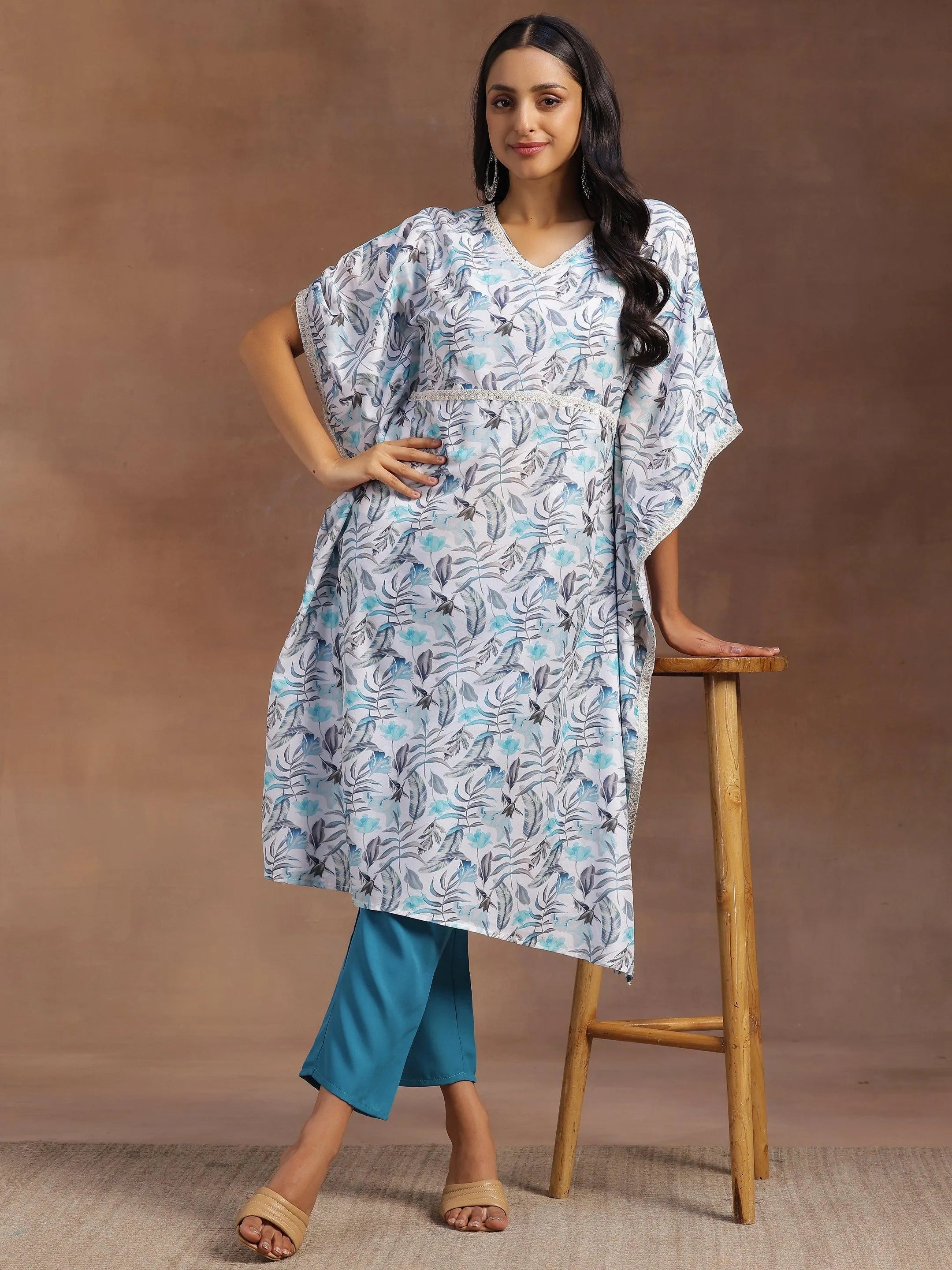 Cream Printed Silk Blend Co-Ords