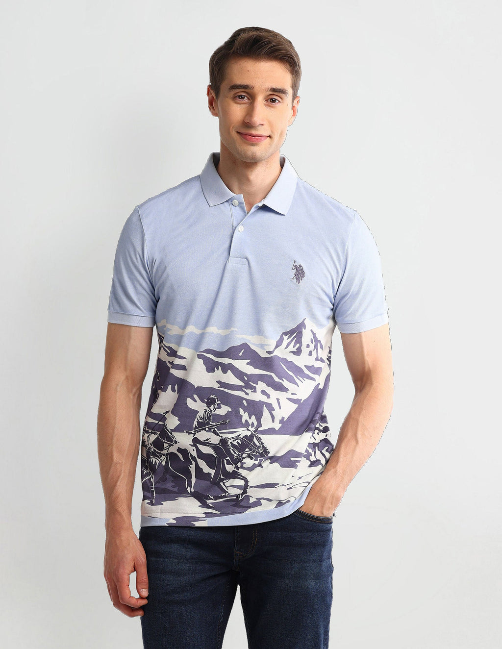 Muscle Fit Graphic Cotton Polo Shirt
