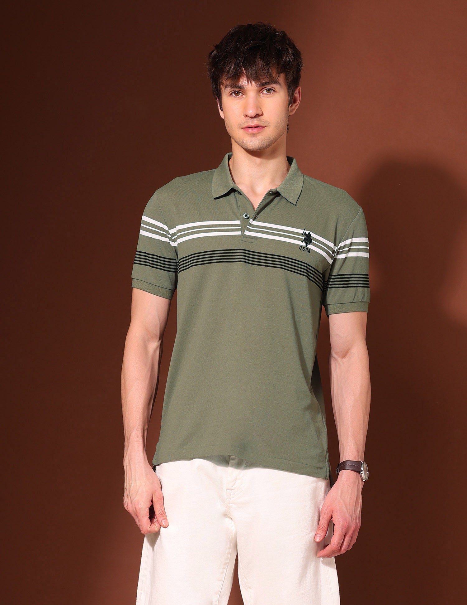 Horizontal Striped Working Holiday Polo Shirt