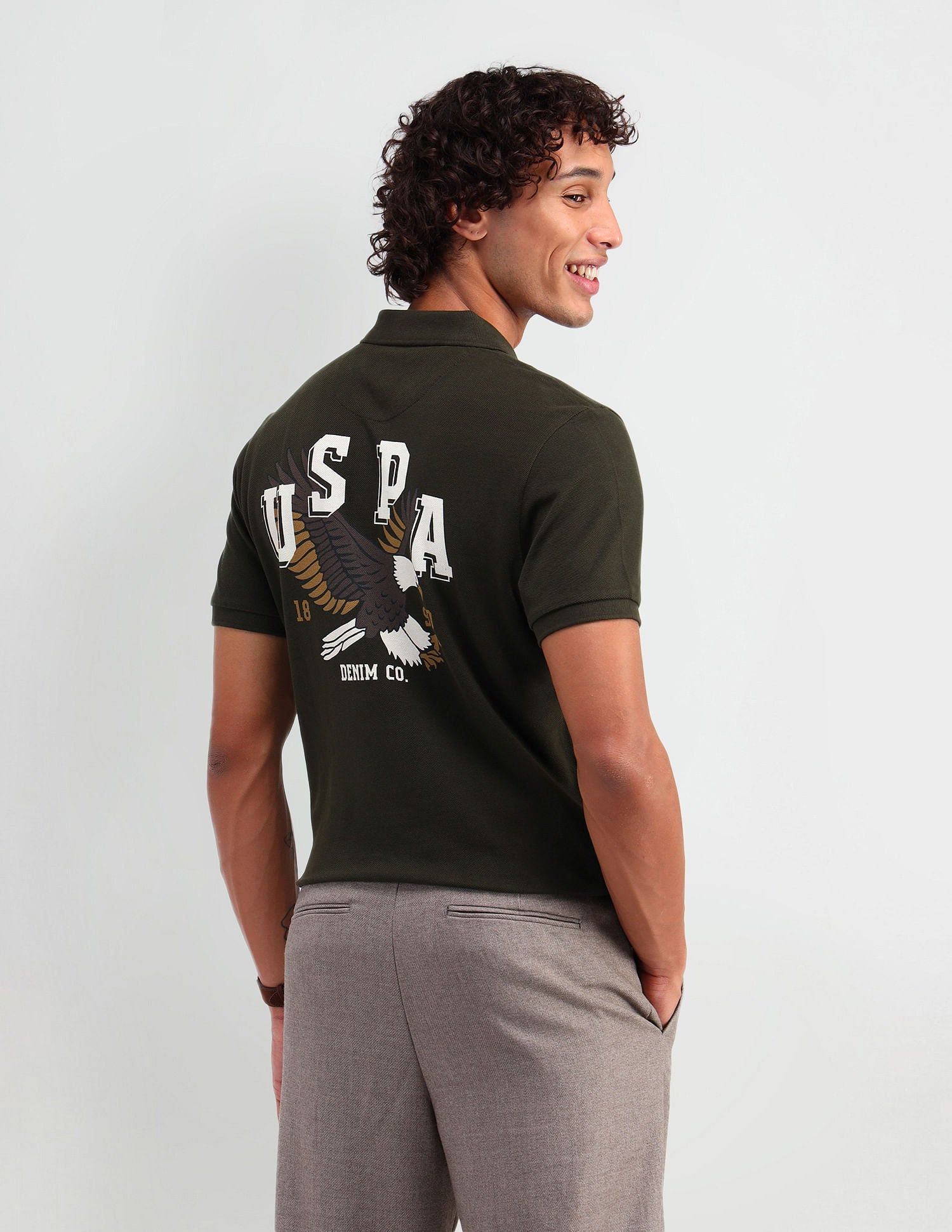 Muscle Fit Brand Print Polo Shirt