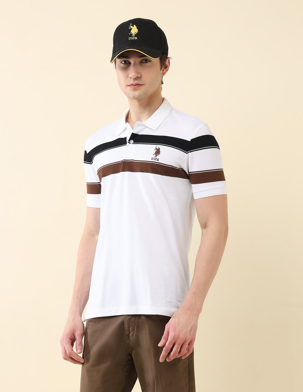 Horizontal Striped Modern Monochrome Polo Shirt
