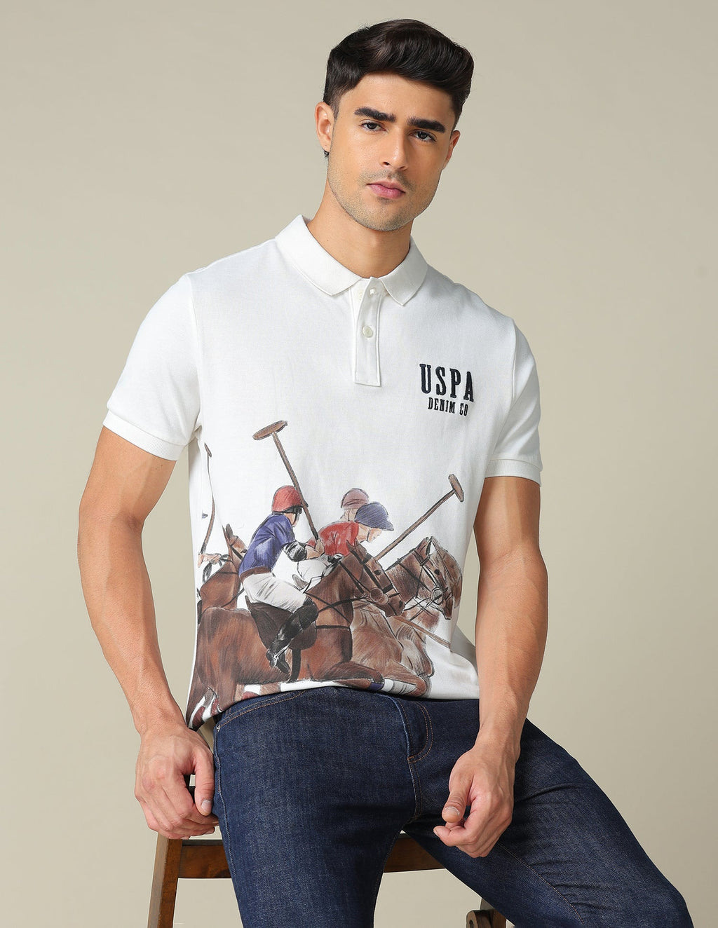 Muscle Fit Graphic Printed Polo Shirt