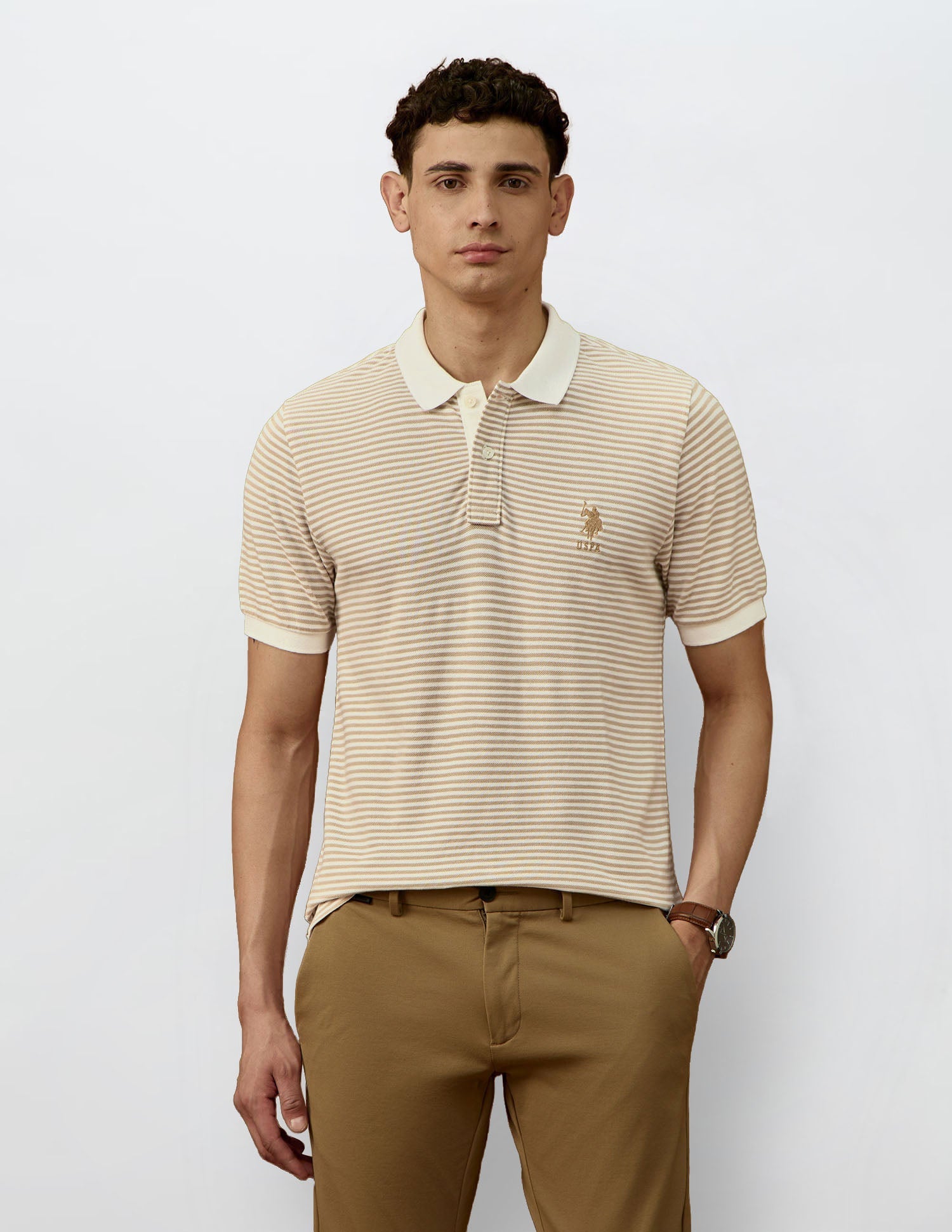 Horizontal Striped Varsity Polo Shirt