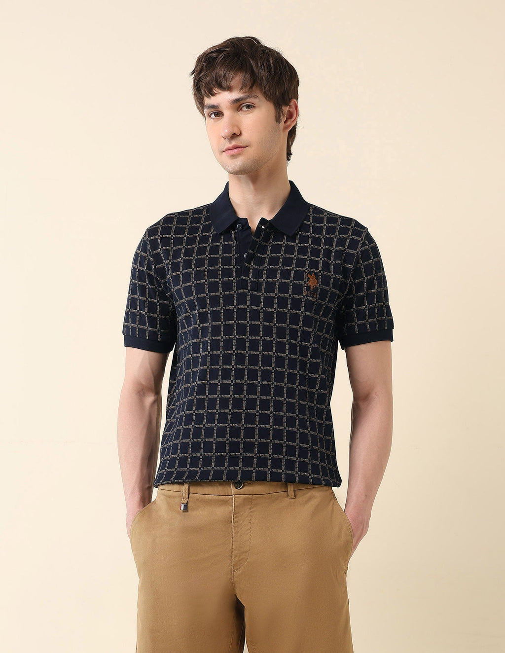 Brand Printed Gold Cup Polo Shirt