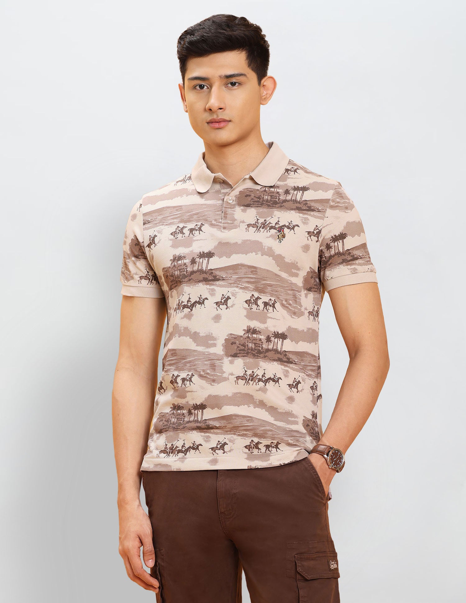 All Over Printed Muscle Fit Polo Shirt