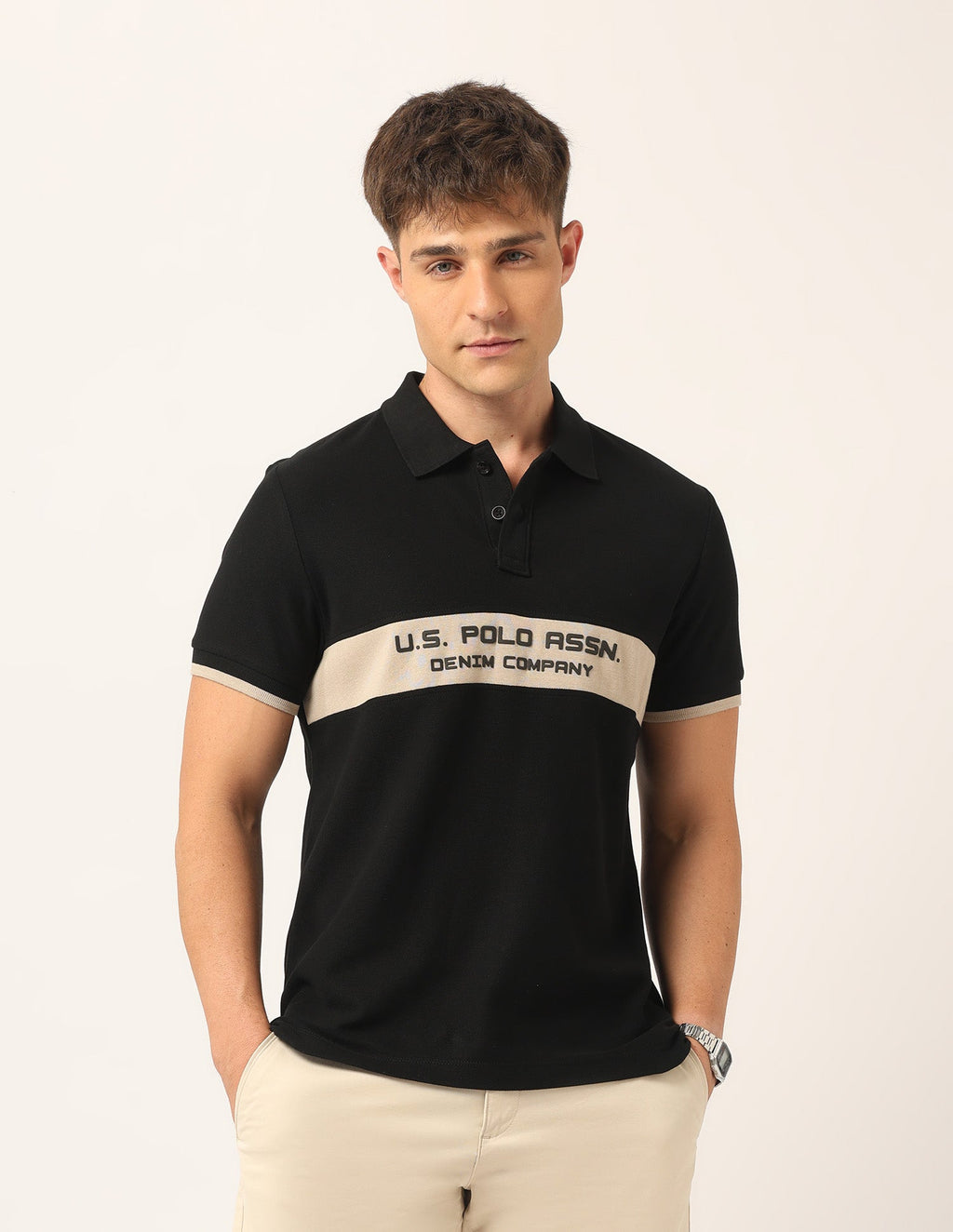 Brand Embossed Muscle Fit Polo Shirt
