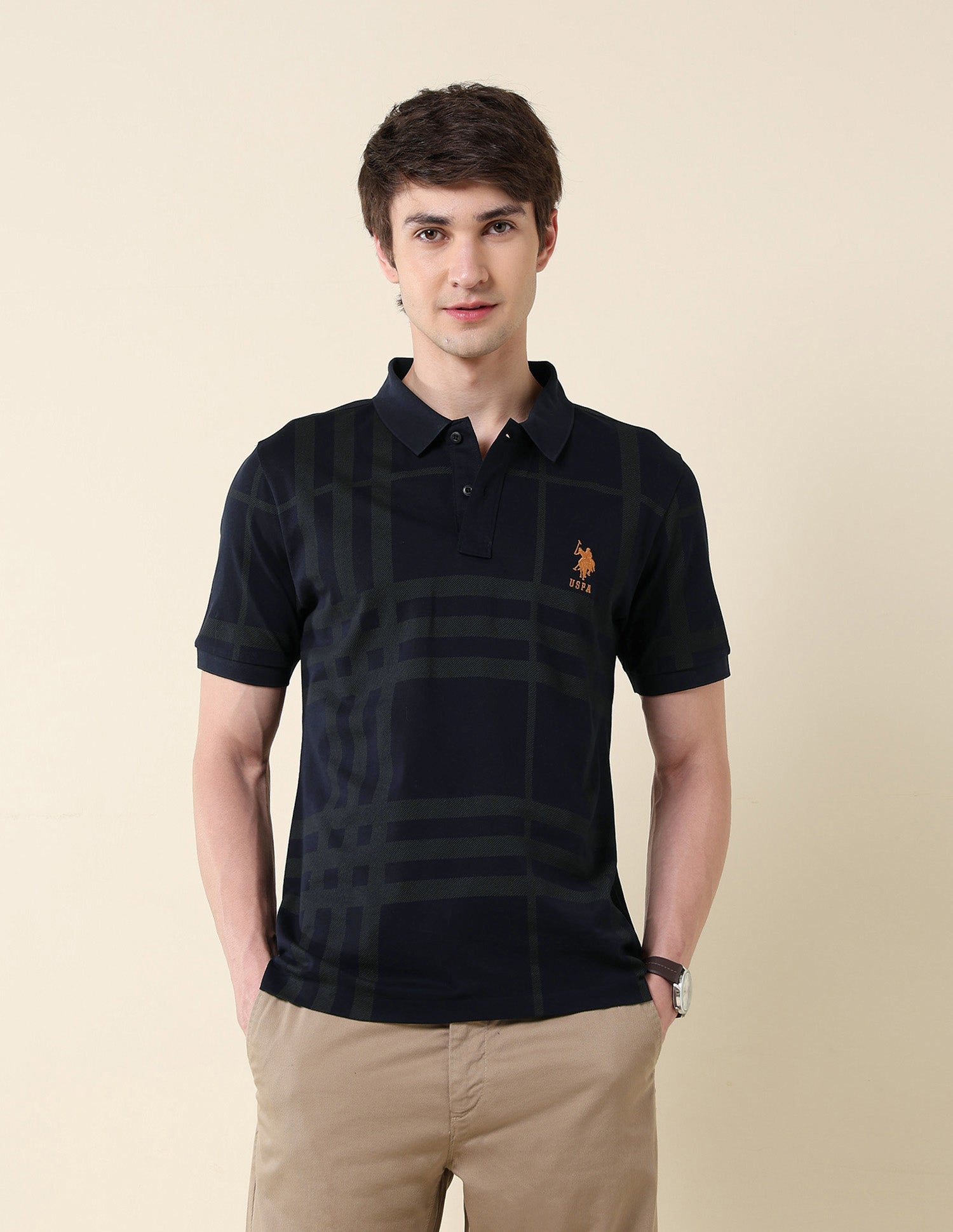 Checked Pure Cotton Varsity Polo Shirt