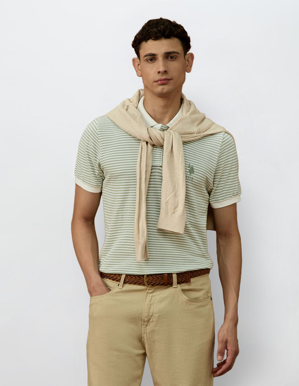 Horizontal Striped Varsity Polo Shirt