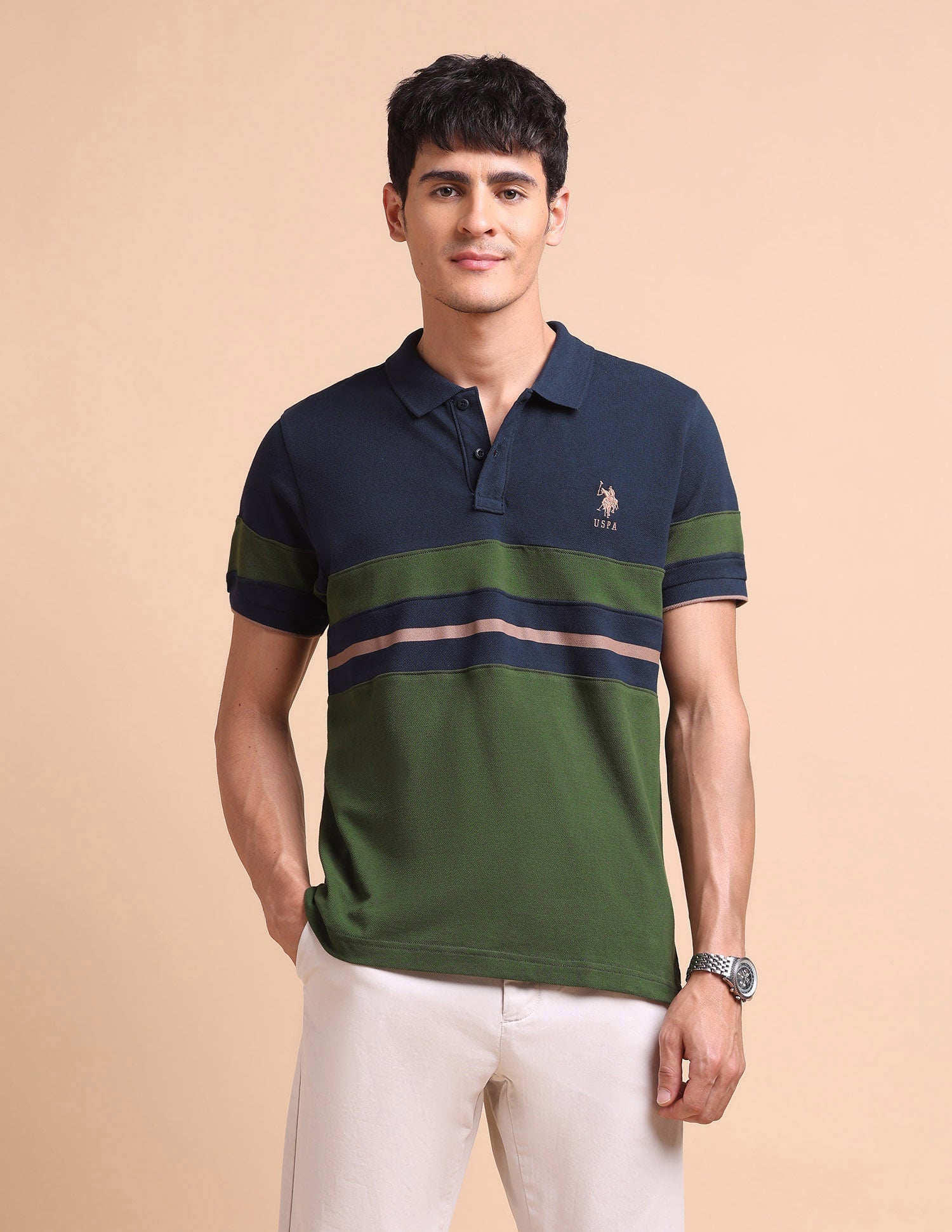 Colourblocked Slim Fit Polo Shirt