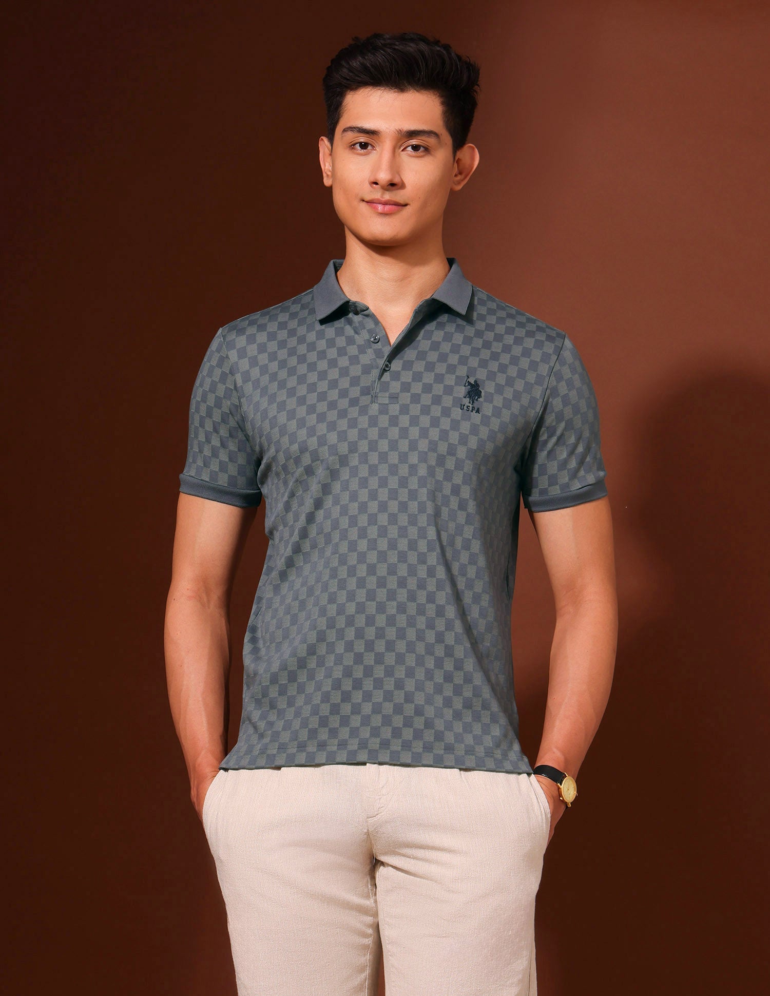 Checked Slim Fit Polo Shirt
