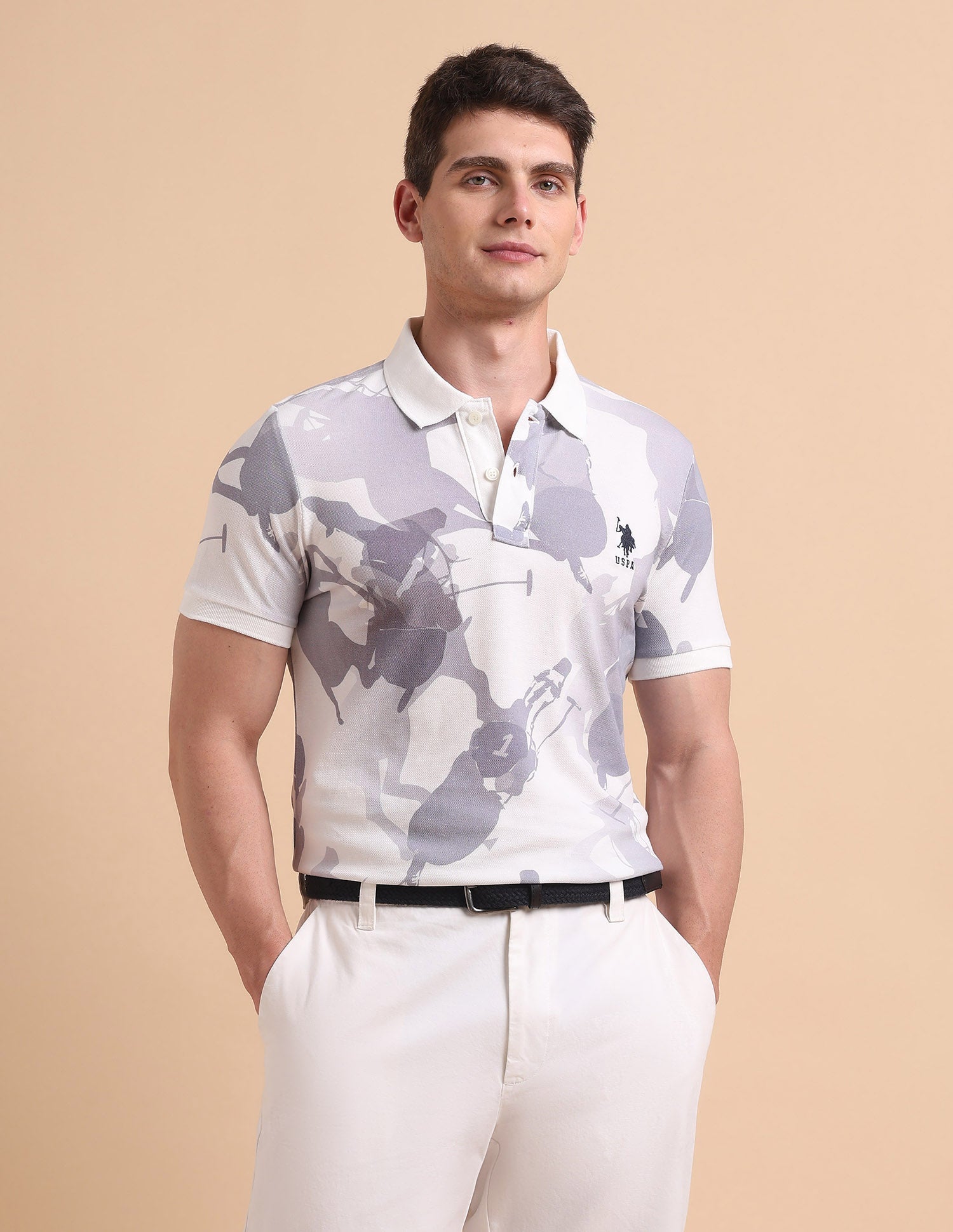 All-Over Printed Pure Cotton Polo Shirt