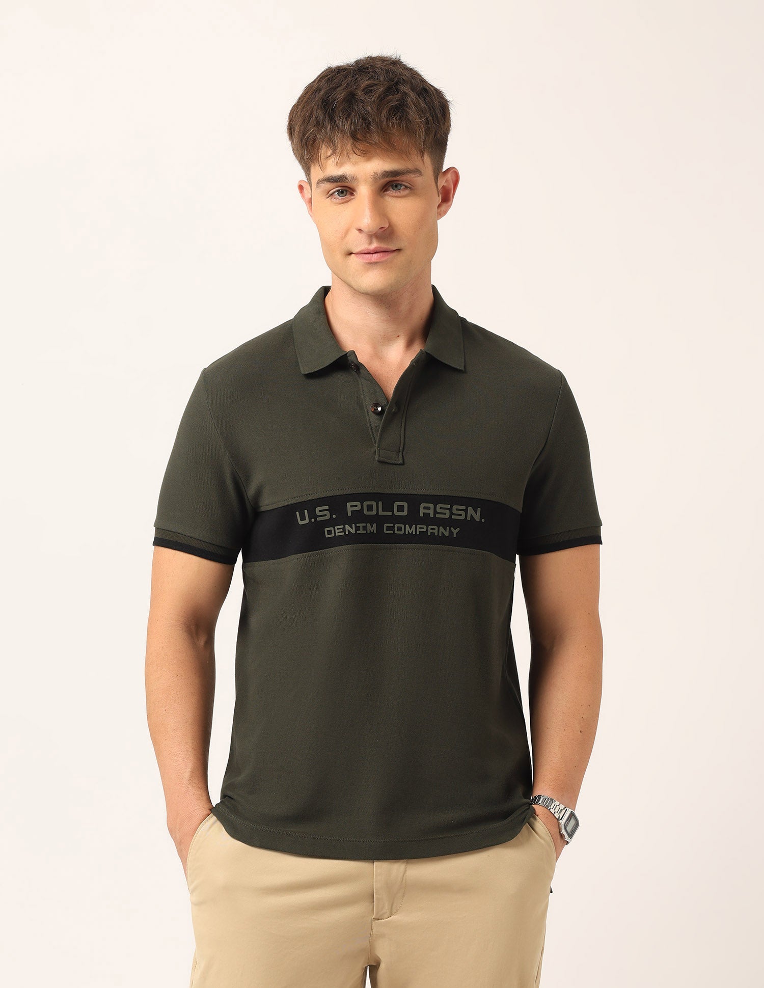 Brand Embossed Muscle Fit Polo Shirt