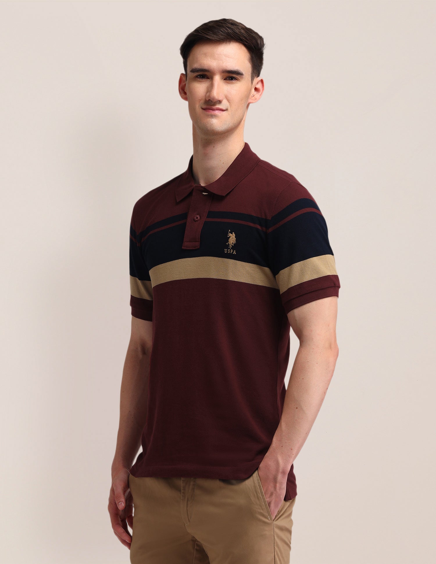 Horizontal Striped Slim Fit Polo Shirt