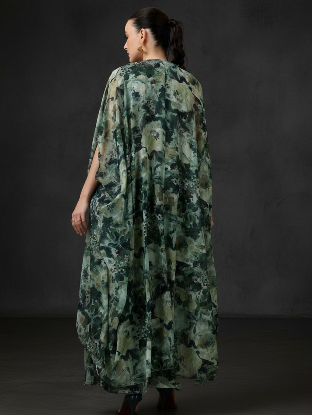 Green Printed Polyester 3 Piece Co-Ords
