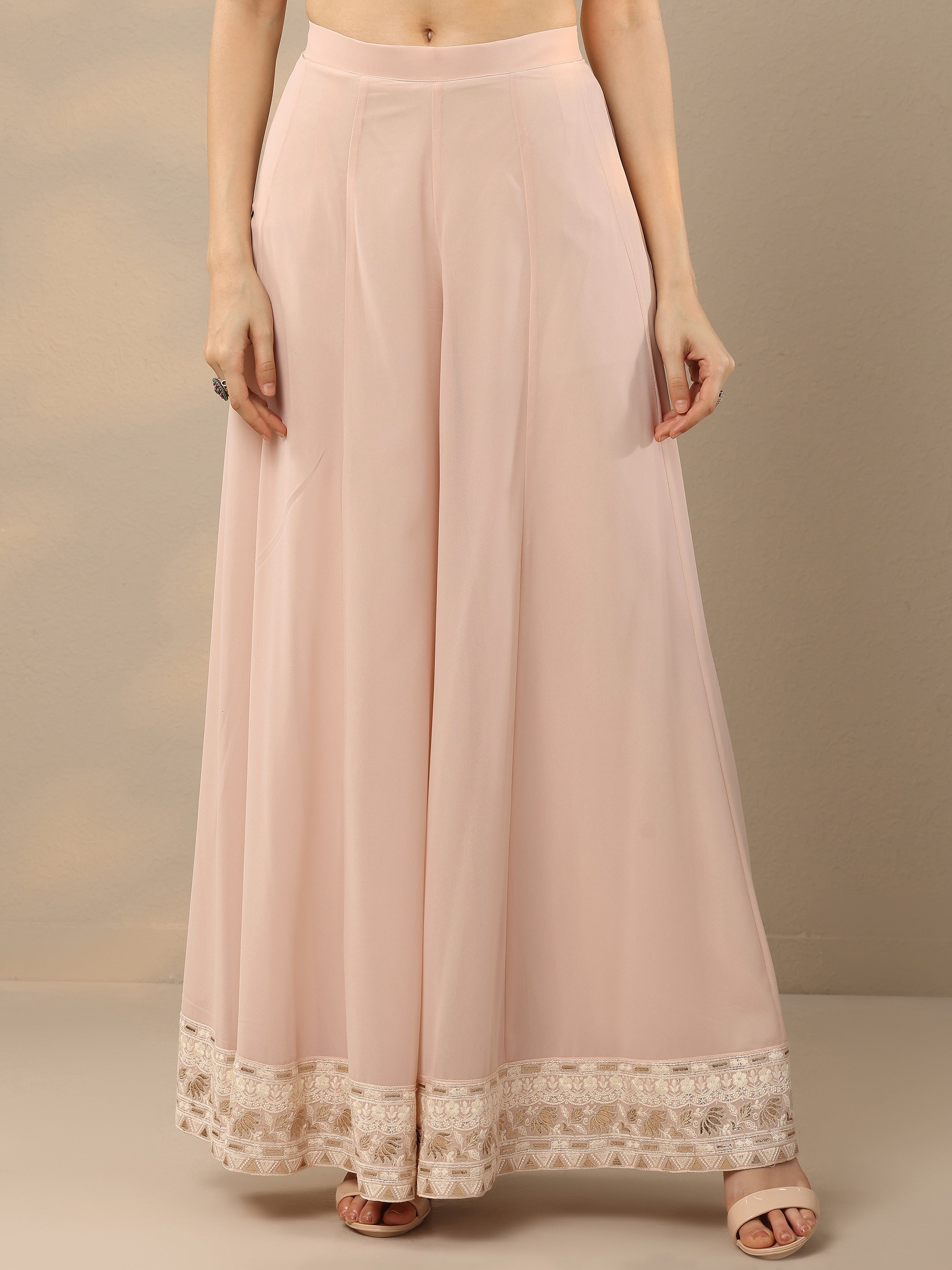 Libas Art Pink Embroidered Georgette 3 Piece Co-Ords