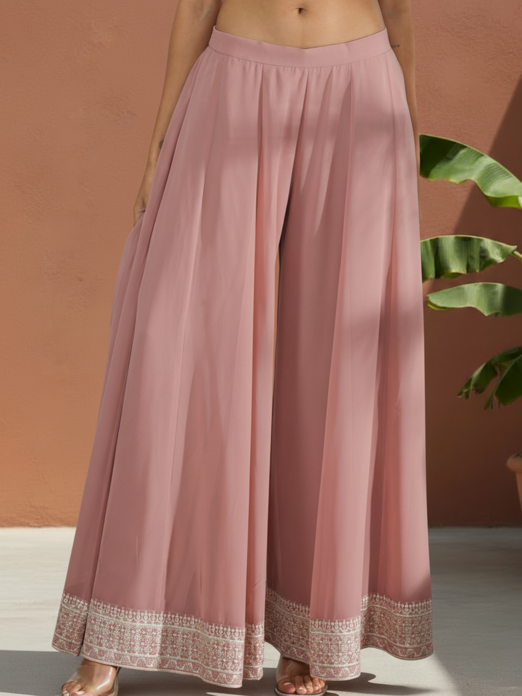 Libas Art Pink Embroidered Georgette Co-Ords