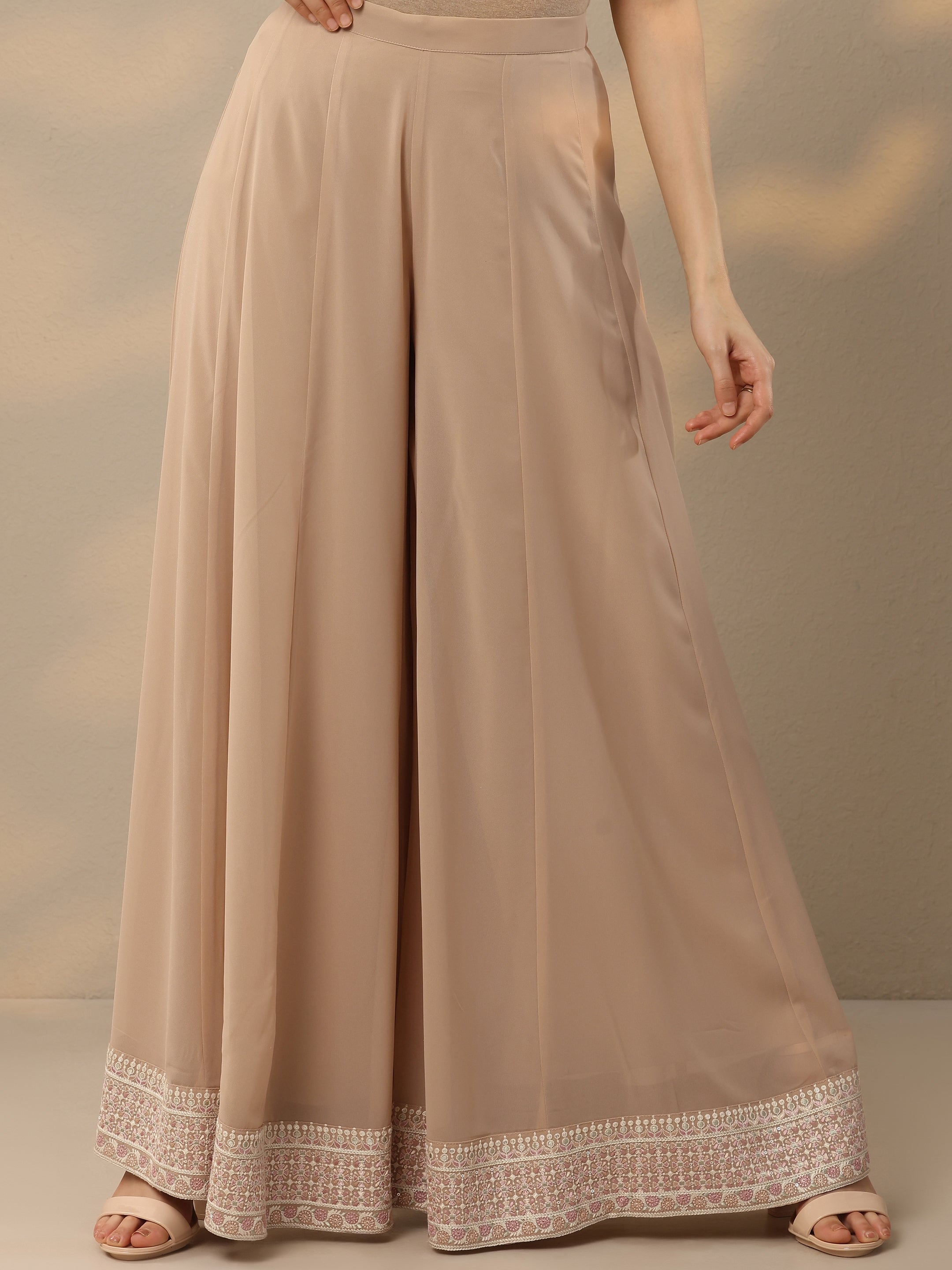 Libas Art Beige Embroidered Georgette Co-Ords